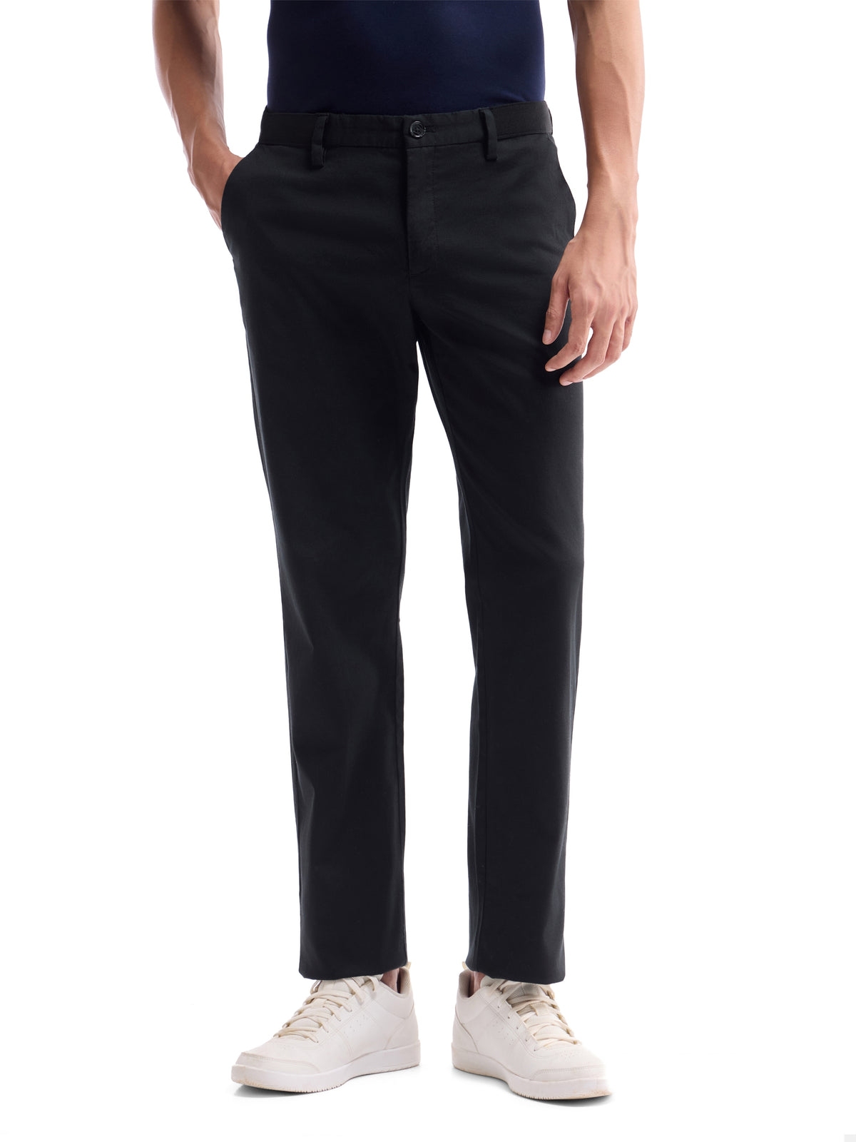 Solid Regular Fit Trousers - Black t4option_1