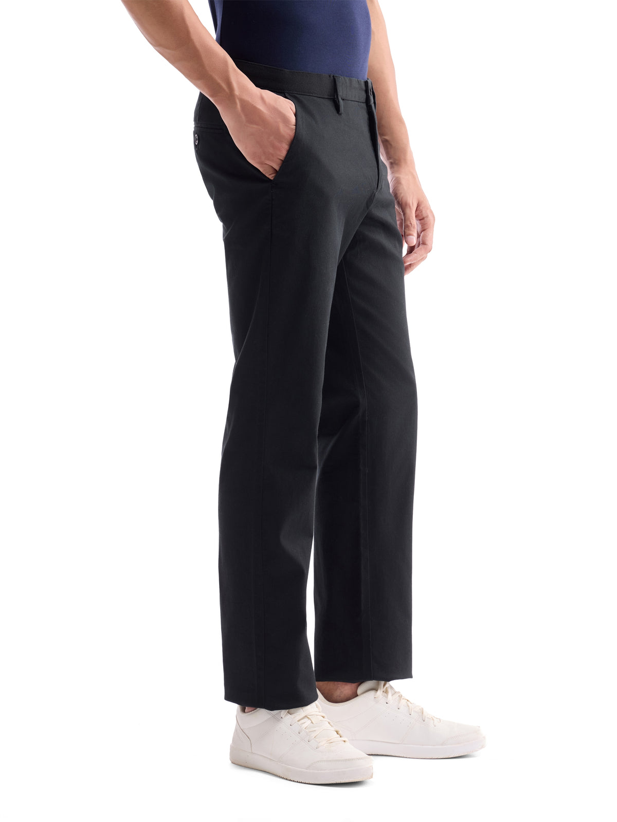 Solid Regular Fit Trousers - Black t4option_1
