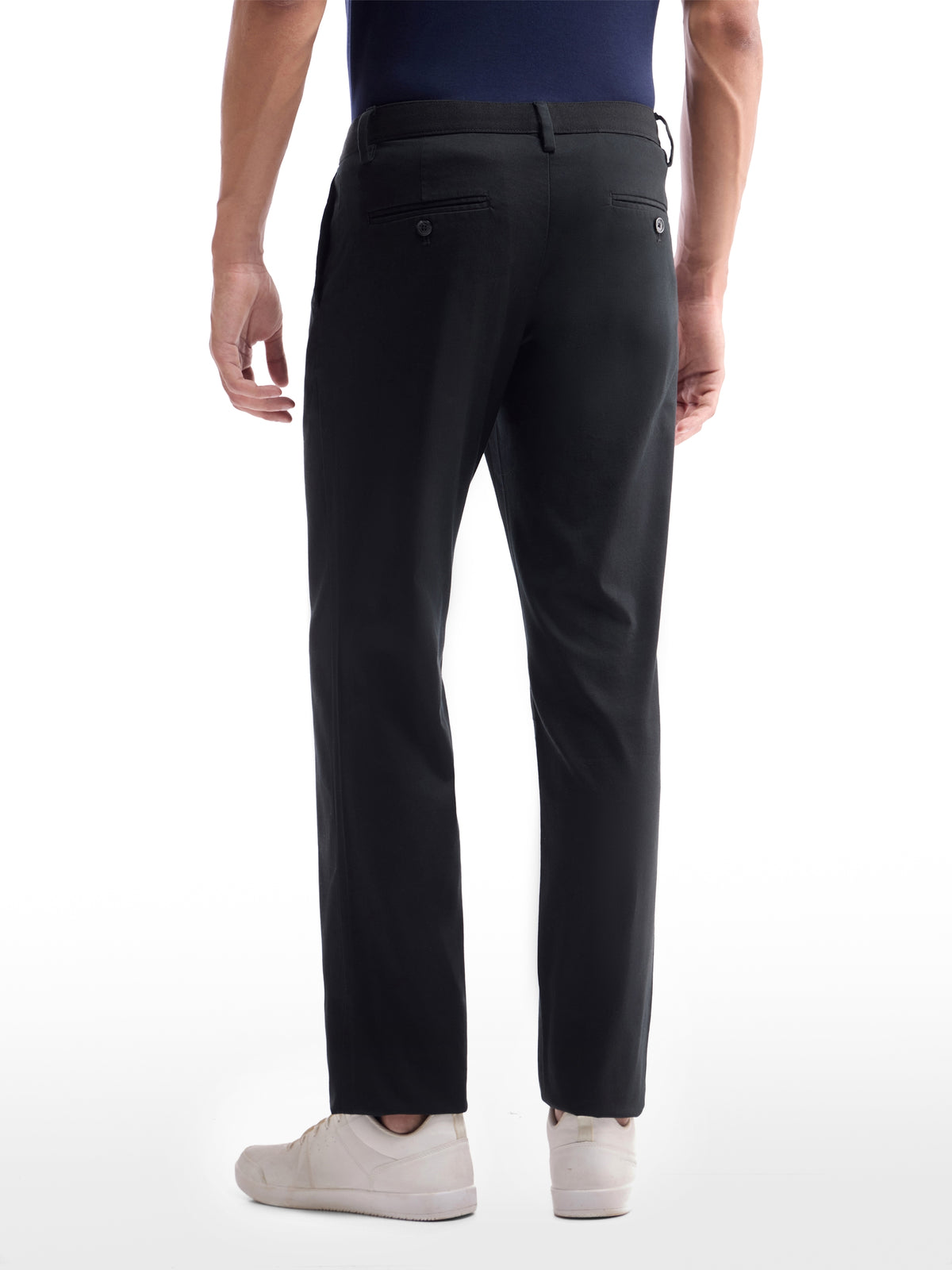 Solid Regular Fit Trousers - Black t4option_1