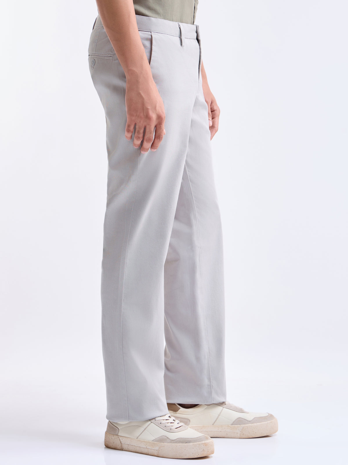 Solid Regular Fit Trousers - Cement t4option_4