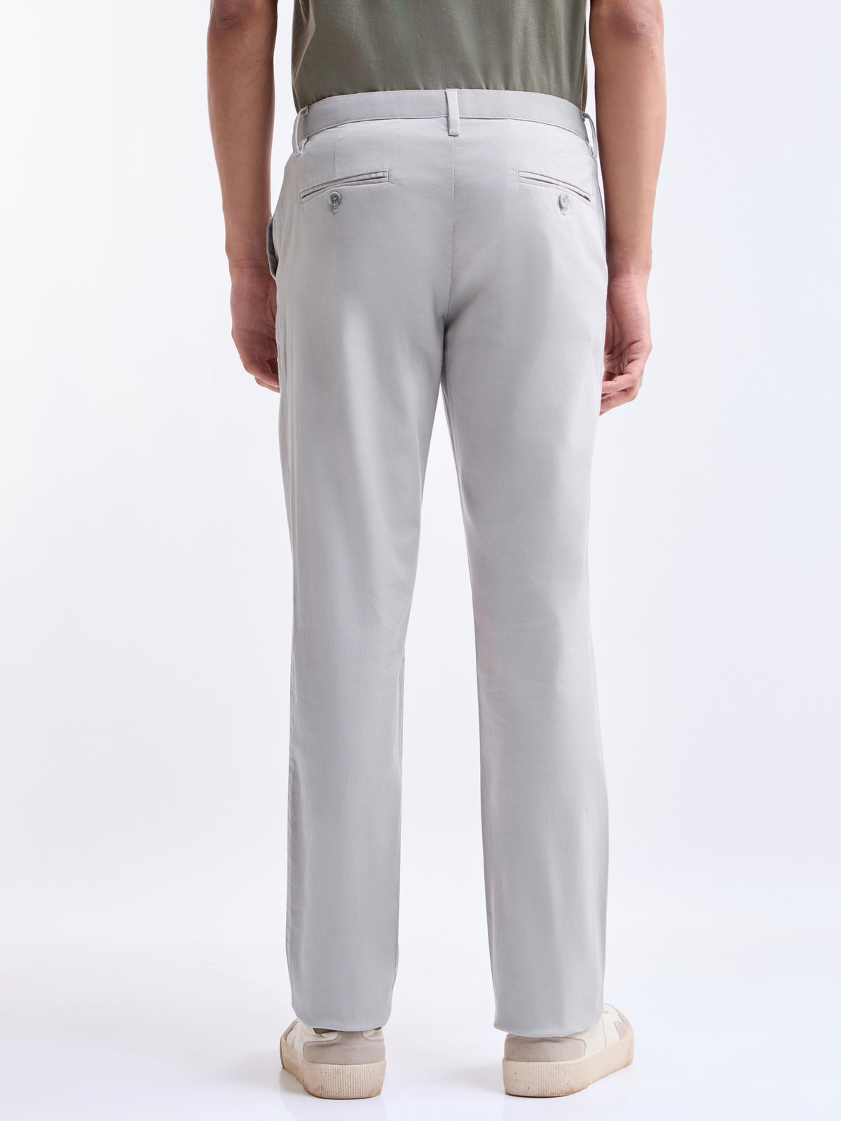 Solid Regular Fit Trousers - Cement t4option_4