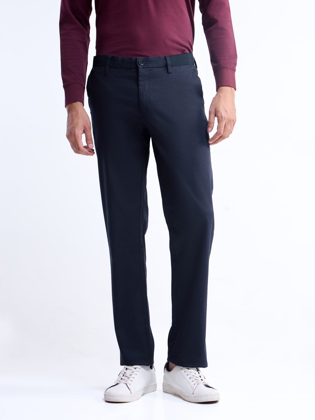 Solid Regular Fit Trousers - Dark Navy t4option_5