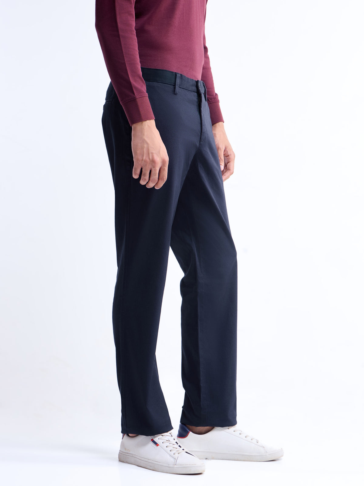 Solid Regular Fit Trousers - Dark Navy t4option_5