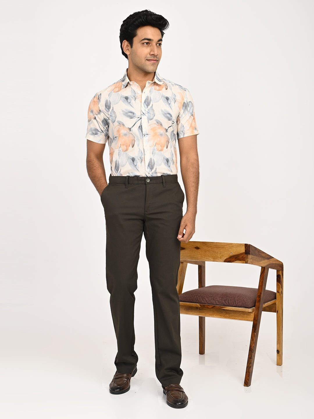 Solid Regular Fit Trousers - Dark Olive t4option_3