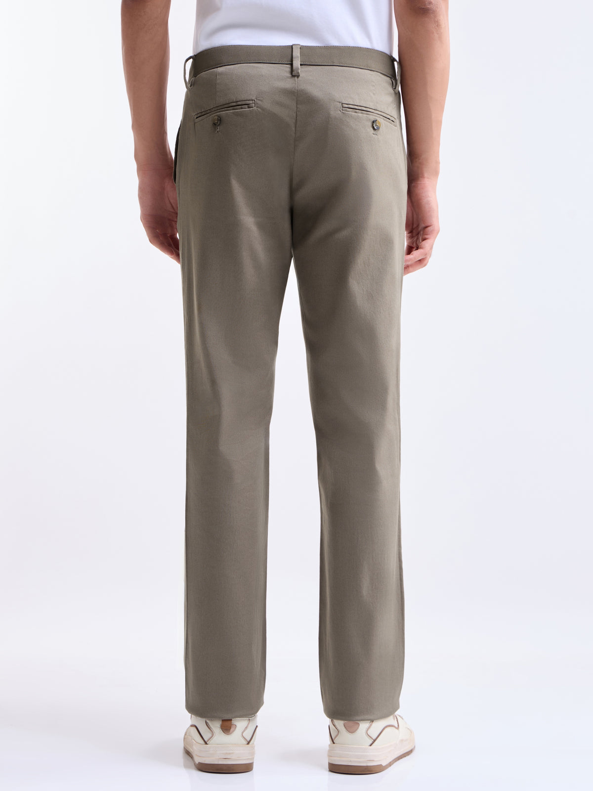 Solid Regular Fit Trousers - Lt Brown t4option_0