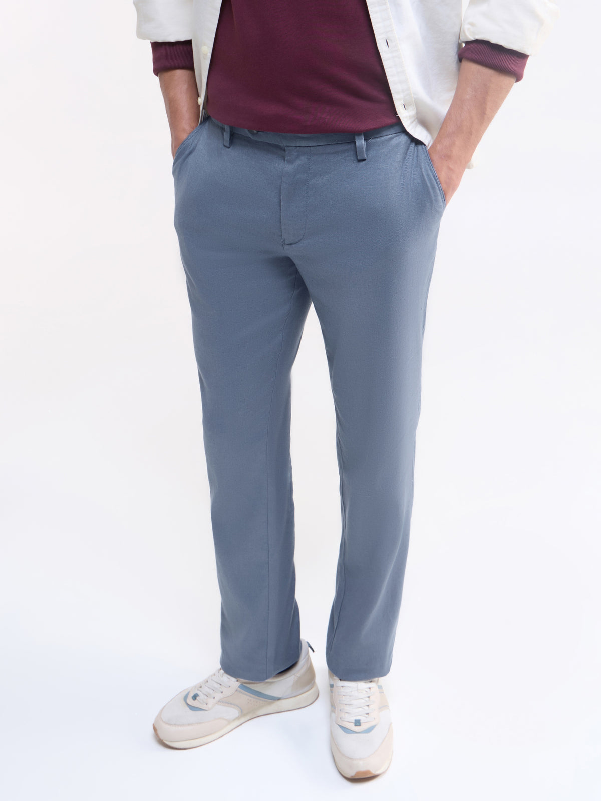 Solid Regular Fit Trousers - Gasoline t4option_0