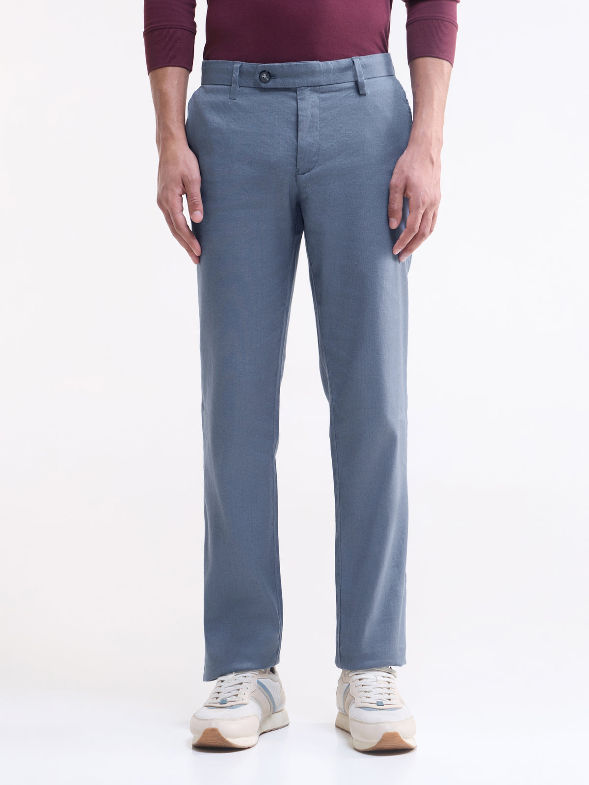 Solid Regular Fit Trousers - Gasoline t4option_0
