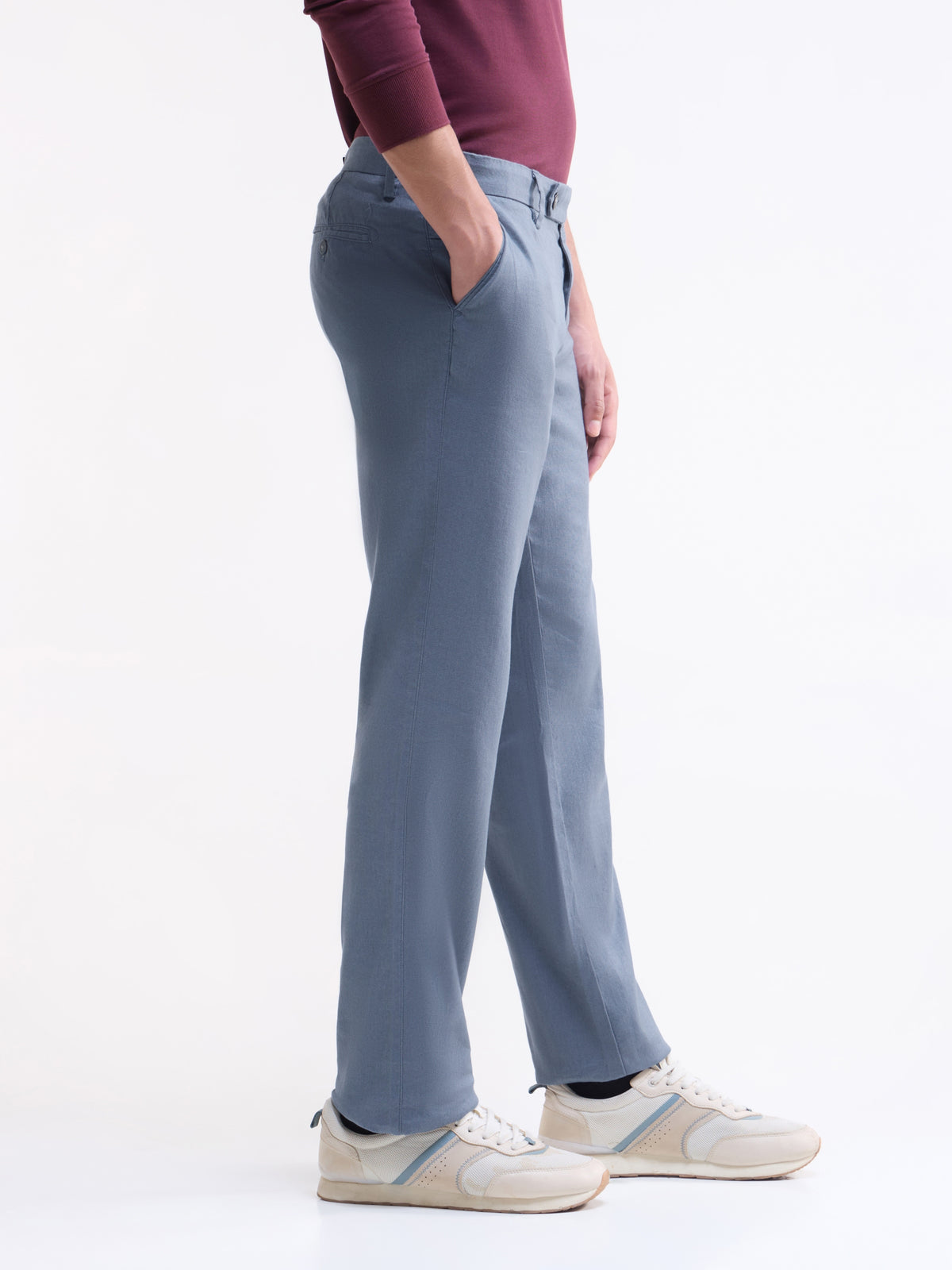 Solid Regular Fit Trousers - Gasoline t4option_0