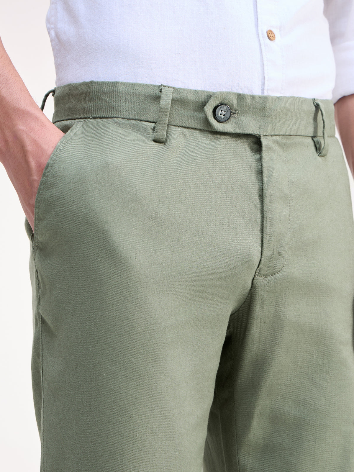Solid Regular Fit Trousers - Olive t4option_1