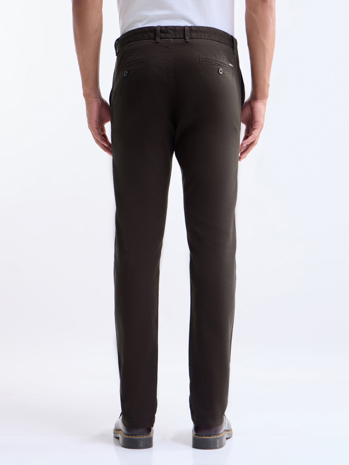 Solid Slim Fit Trousers - Choco t4option_0