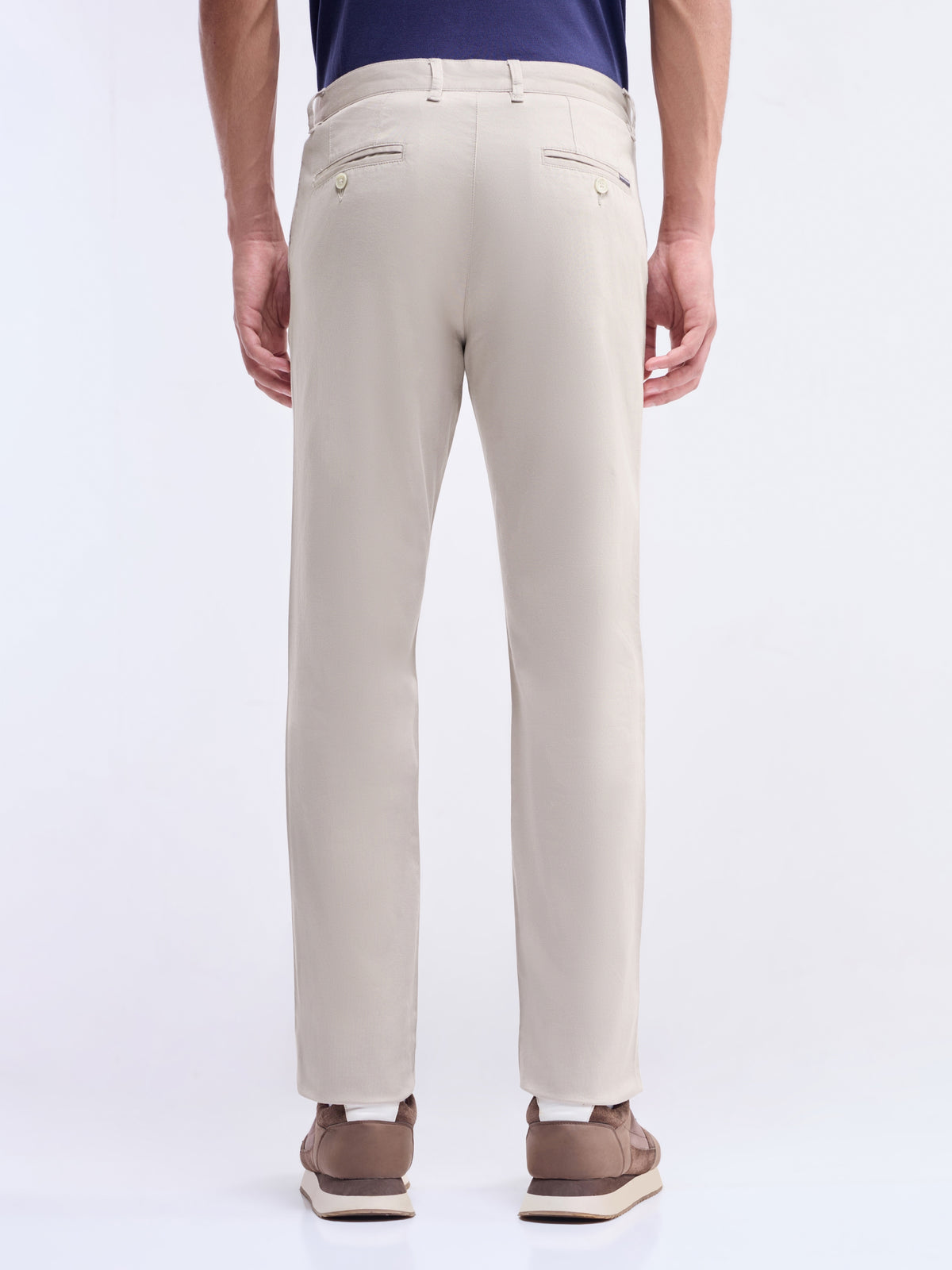 Solid Regular Fit Trousers - Beige t4option_0