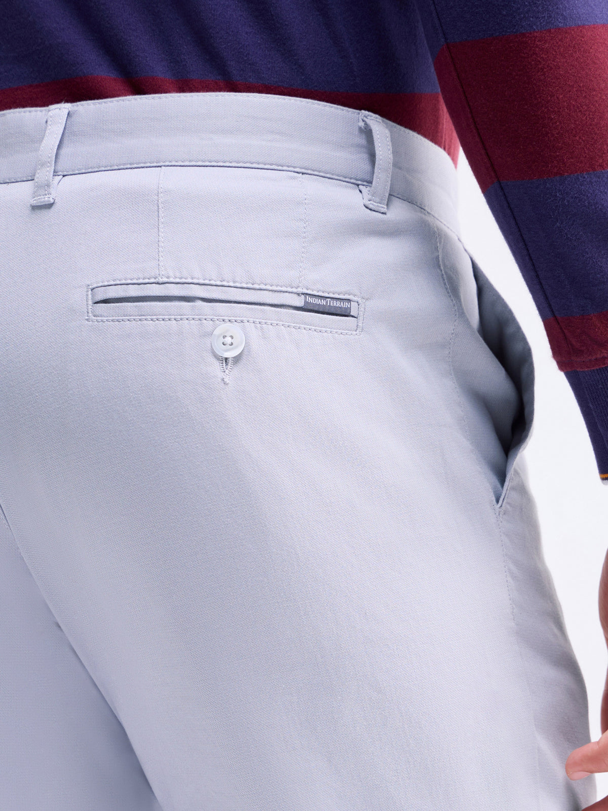 Solid Regular Fit Trousers - Sky t4option_2