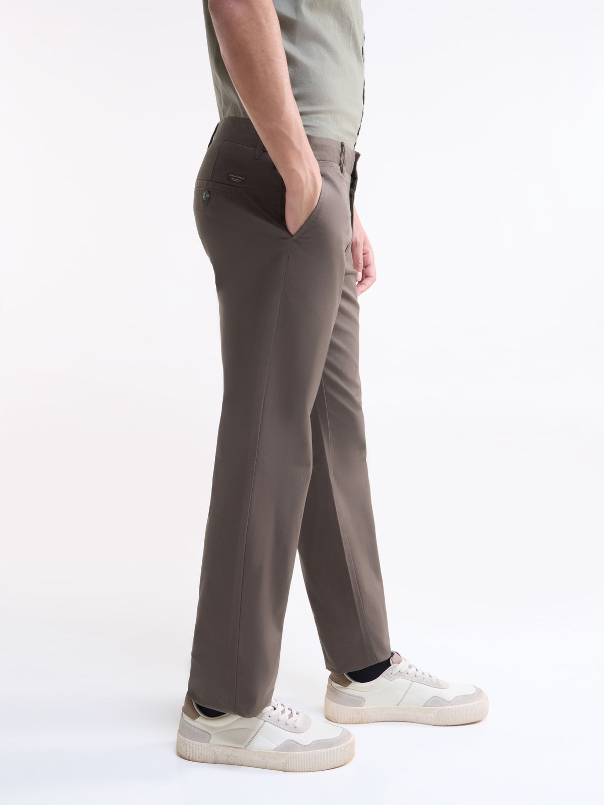 Solid Regular Fit Trousers - Brown t4option_0