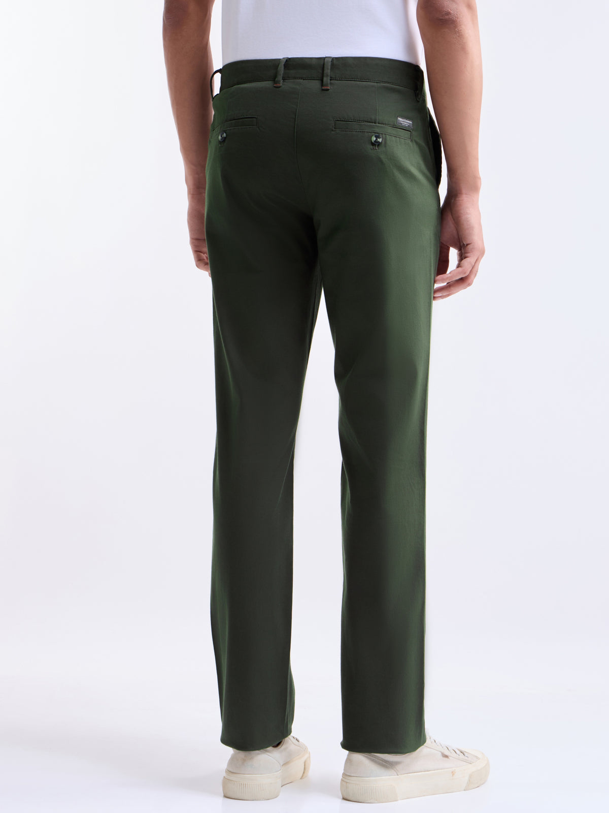 Solid Regular Fit Trousers - Olive t4option_1