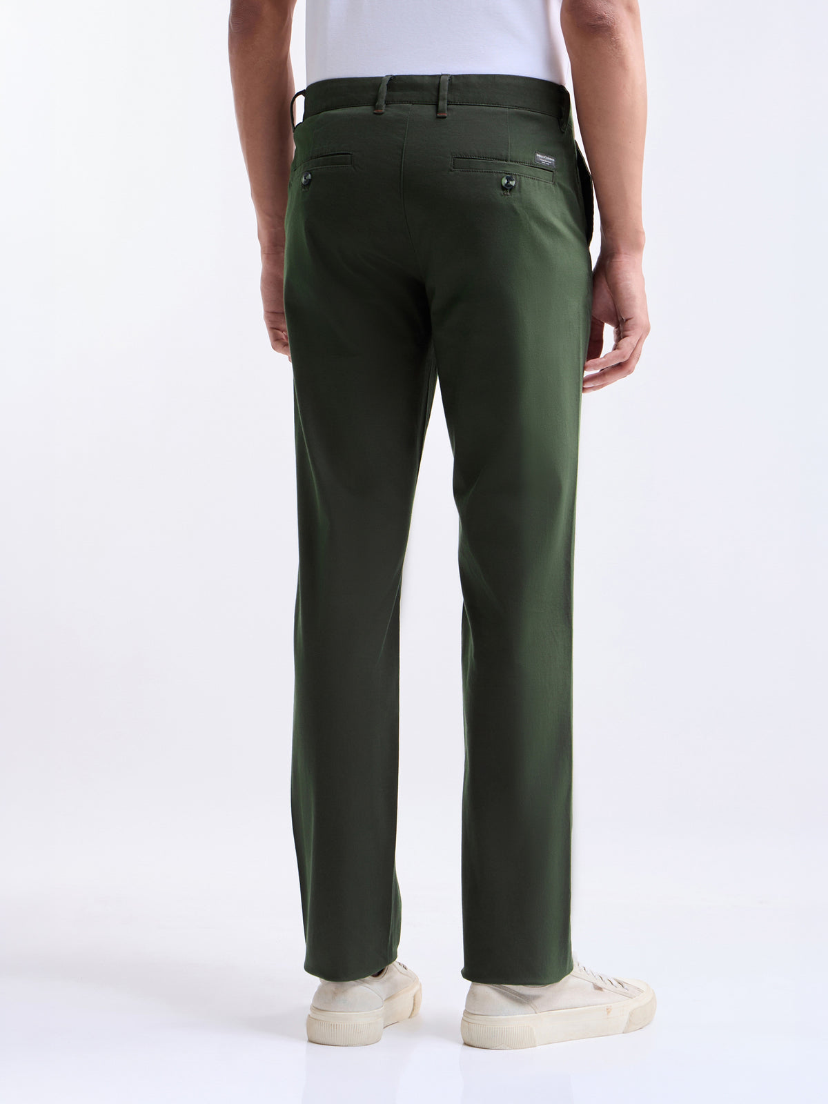Solid Regular Fit Trousers - Olive t4option_1