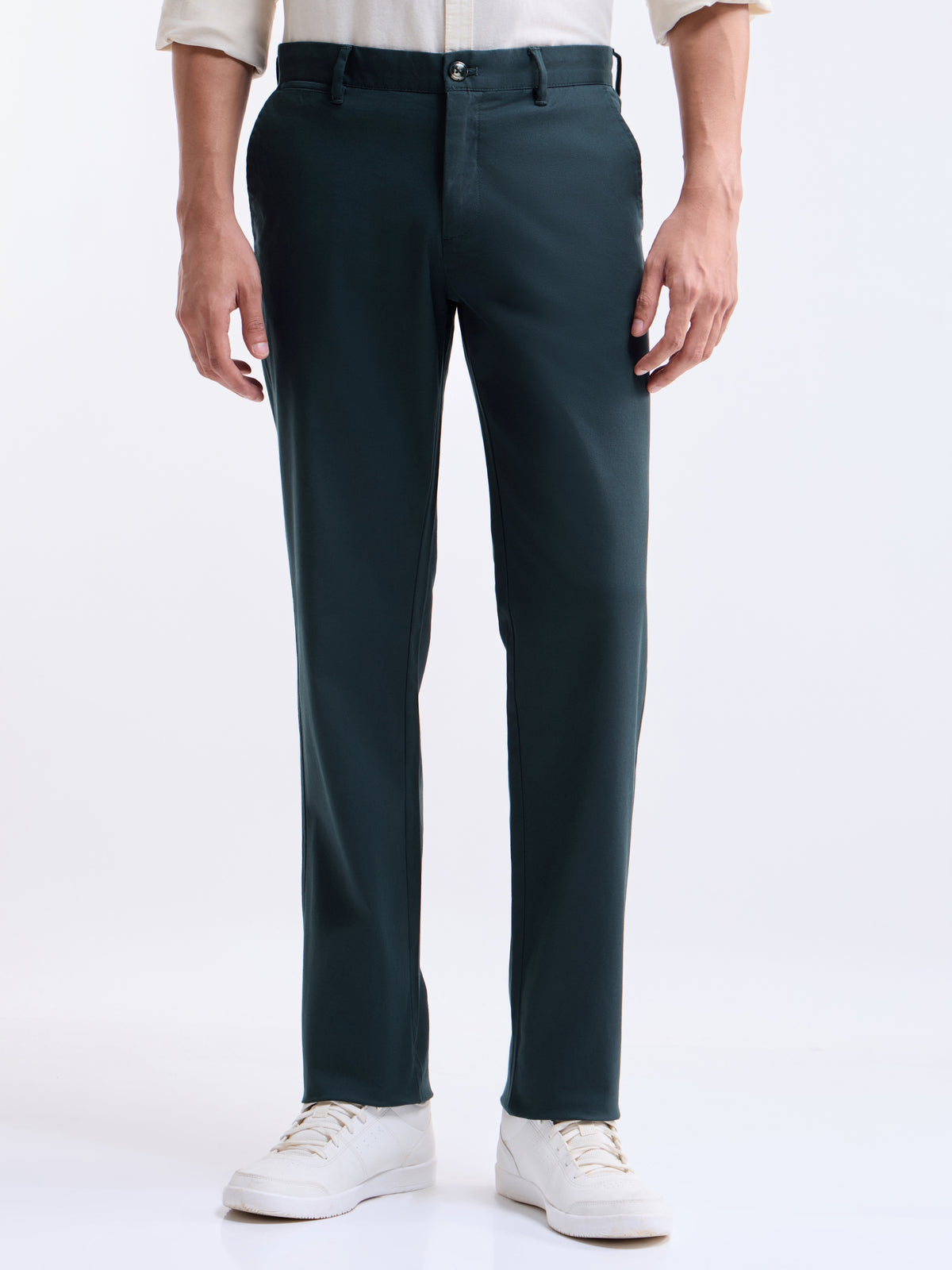 Solid Regular Fit Trousers - Pine t4option_2