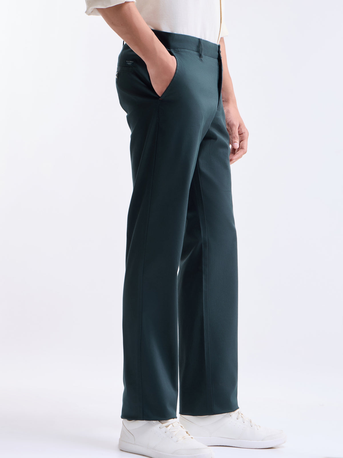 Solid Regular Fit Trousers - Pine t4option_2