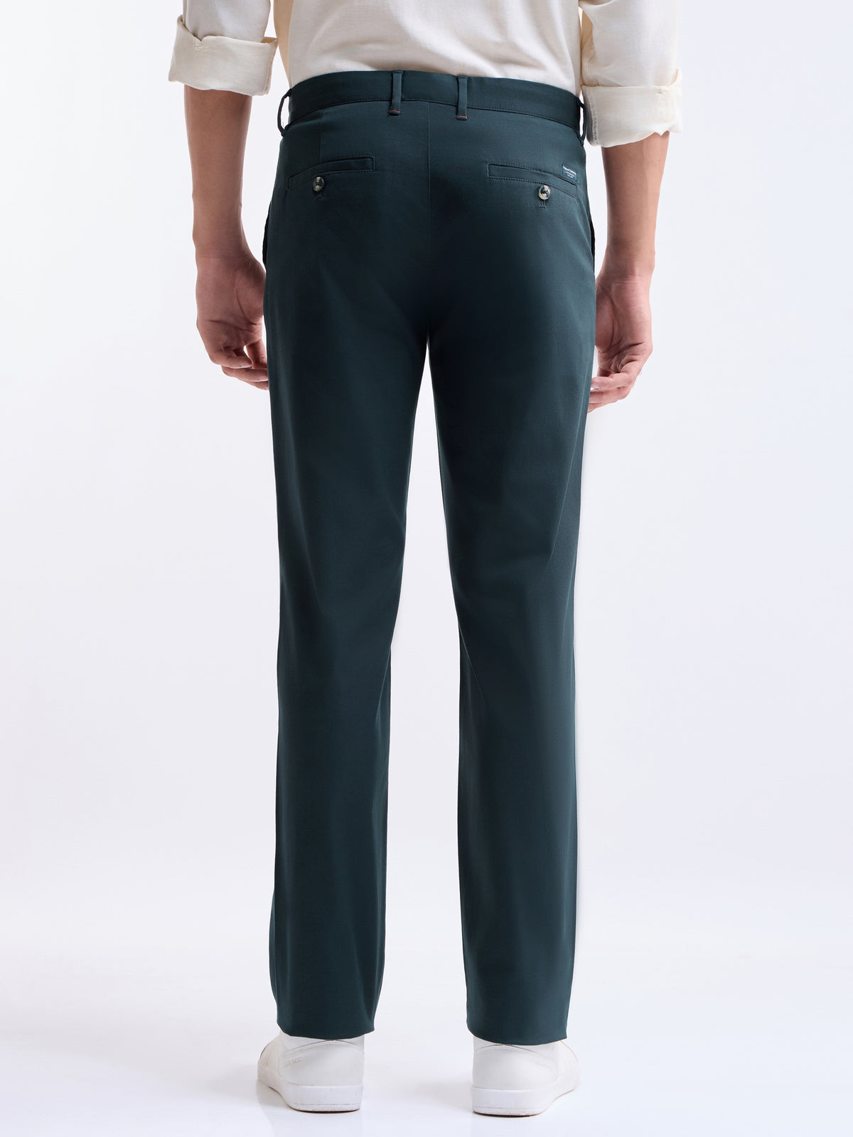 Solid Regular Fit Trousers - Pine t4option_2