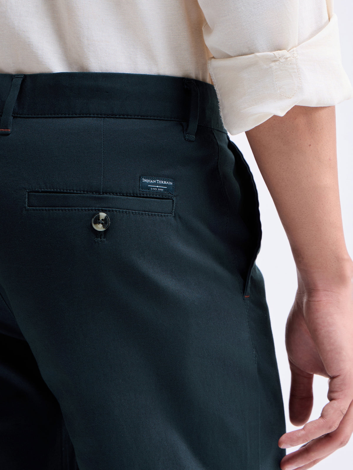 Solid Regular Fit Trousers - Pine t4option_2