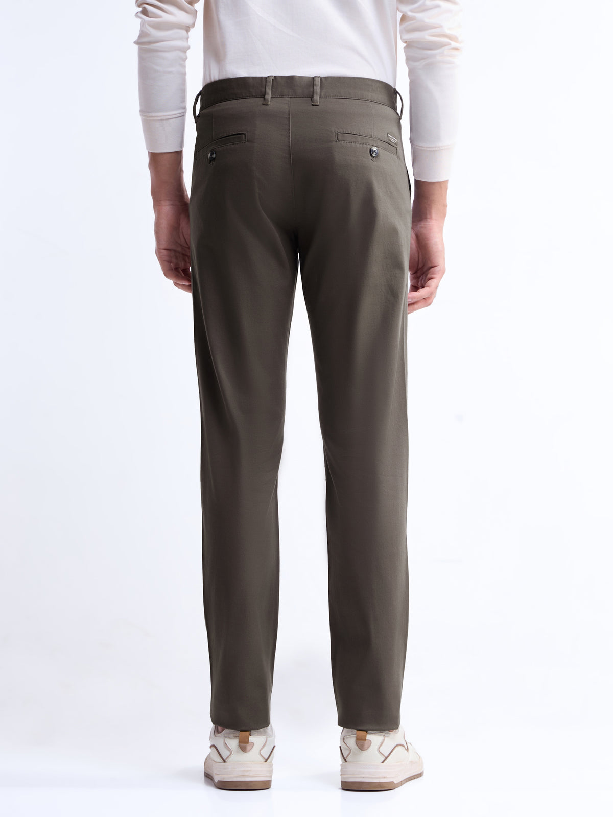 Solid Slim Fit Trousers - Brown t4option_0