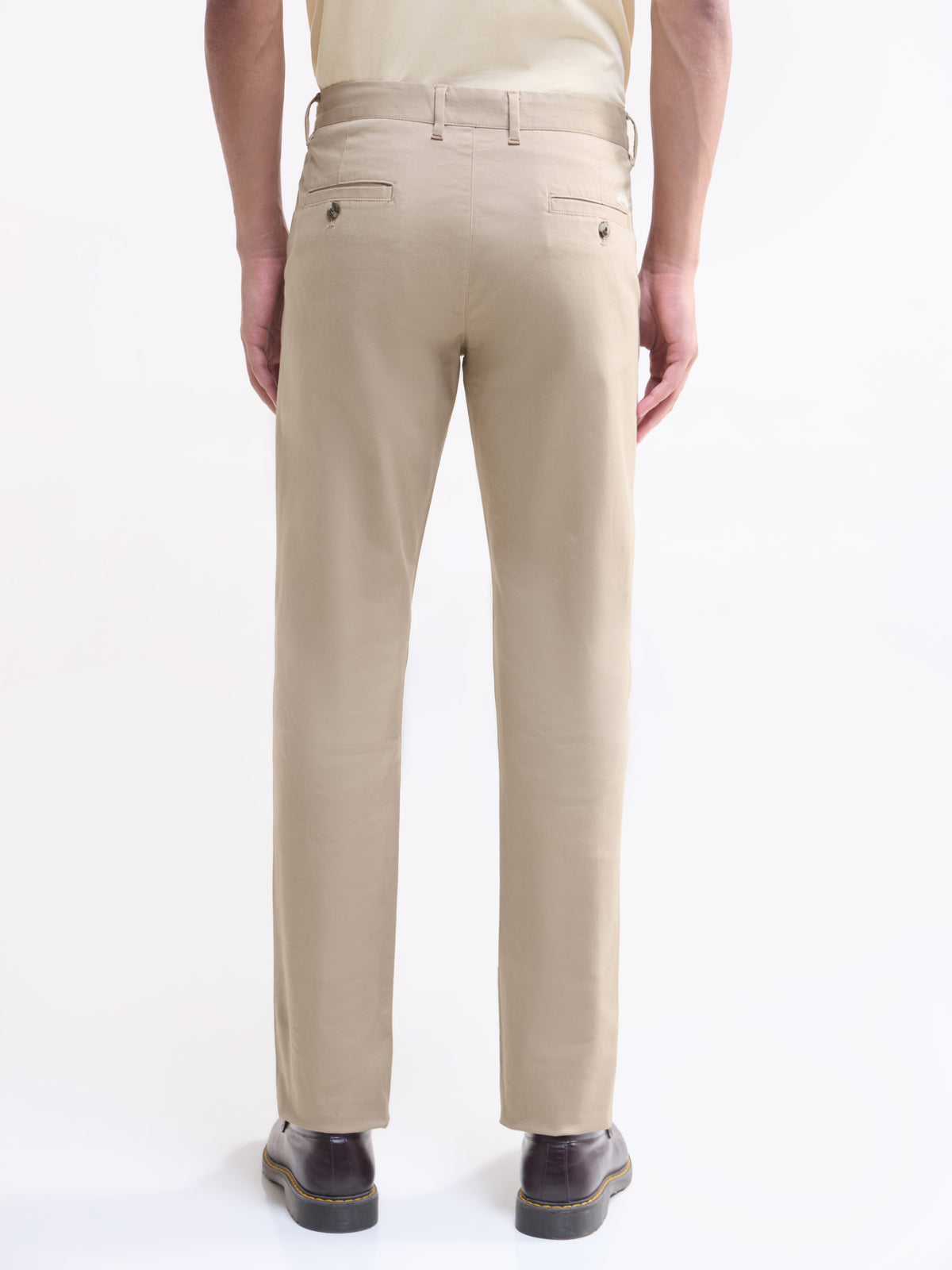 Solid Slim Fit Trousers - Lt Khaki t4option_1