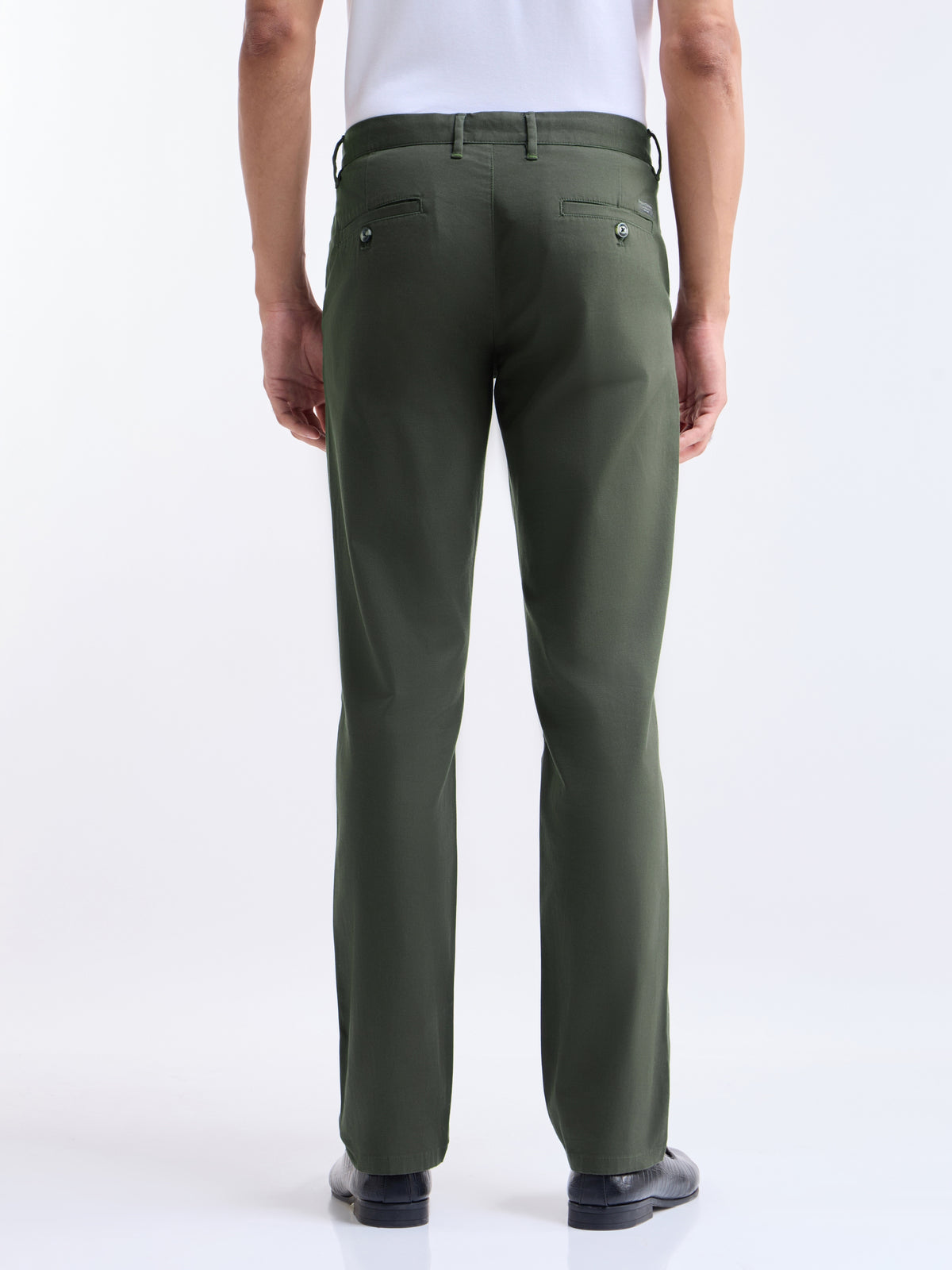 Solid Slim Fit Trousers - Olive t4option_2