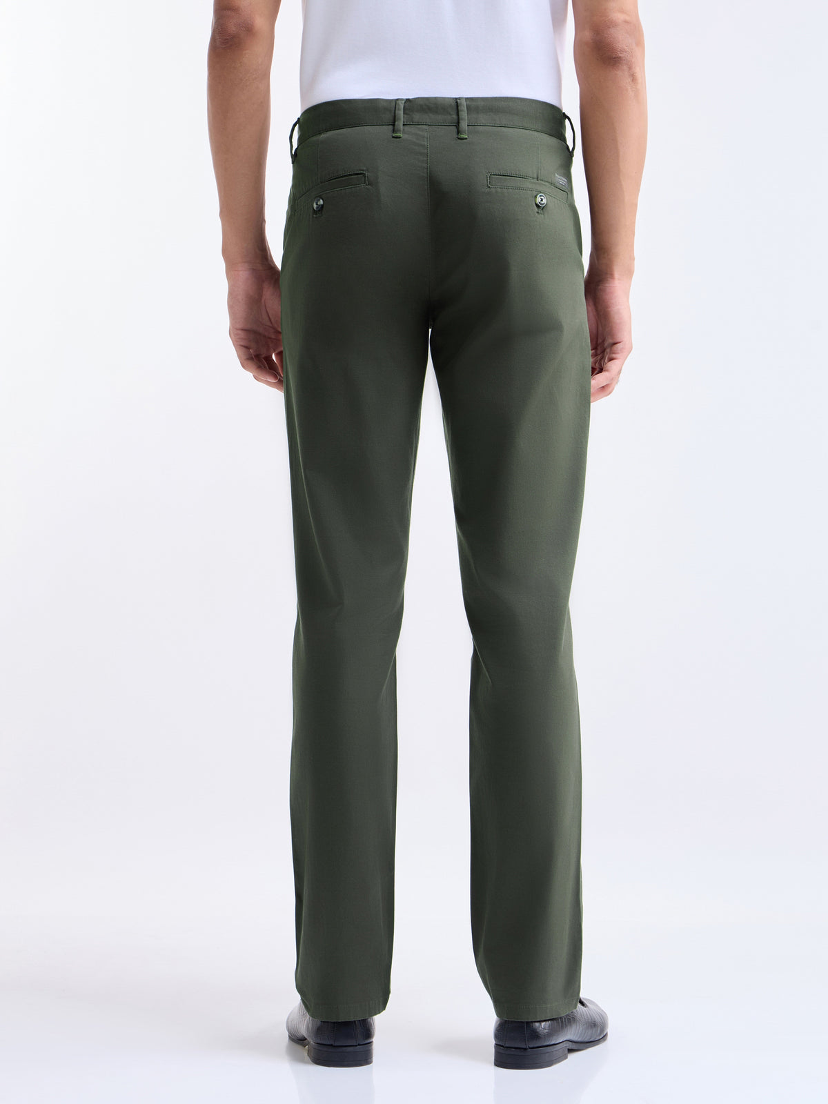 Solid Slim Fit Trousers - Olive t4option_2
