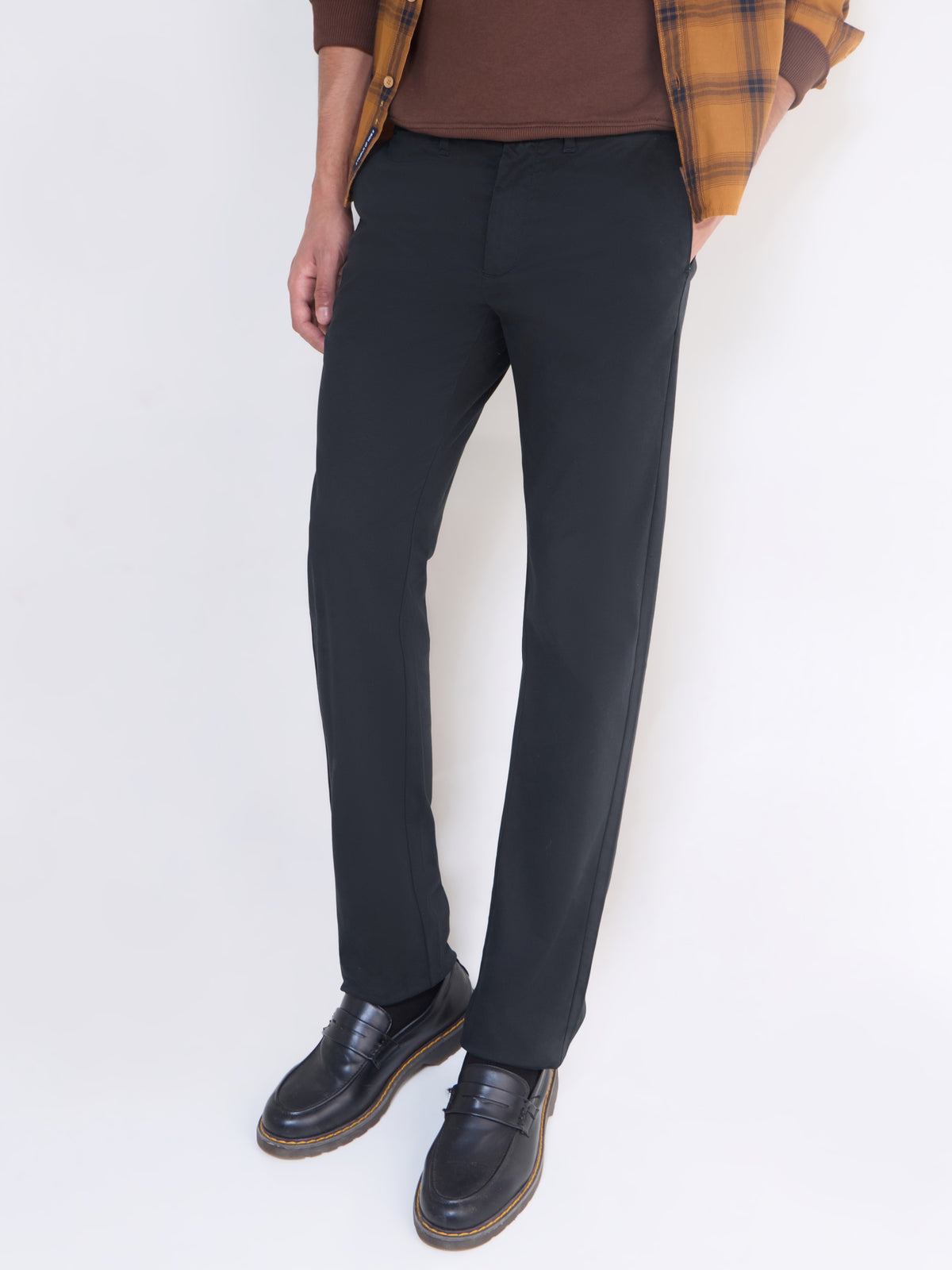 Solid Slim Fit Trousers - Black t4option_0