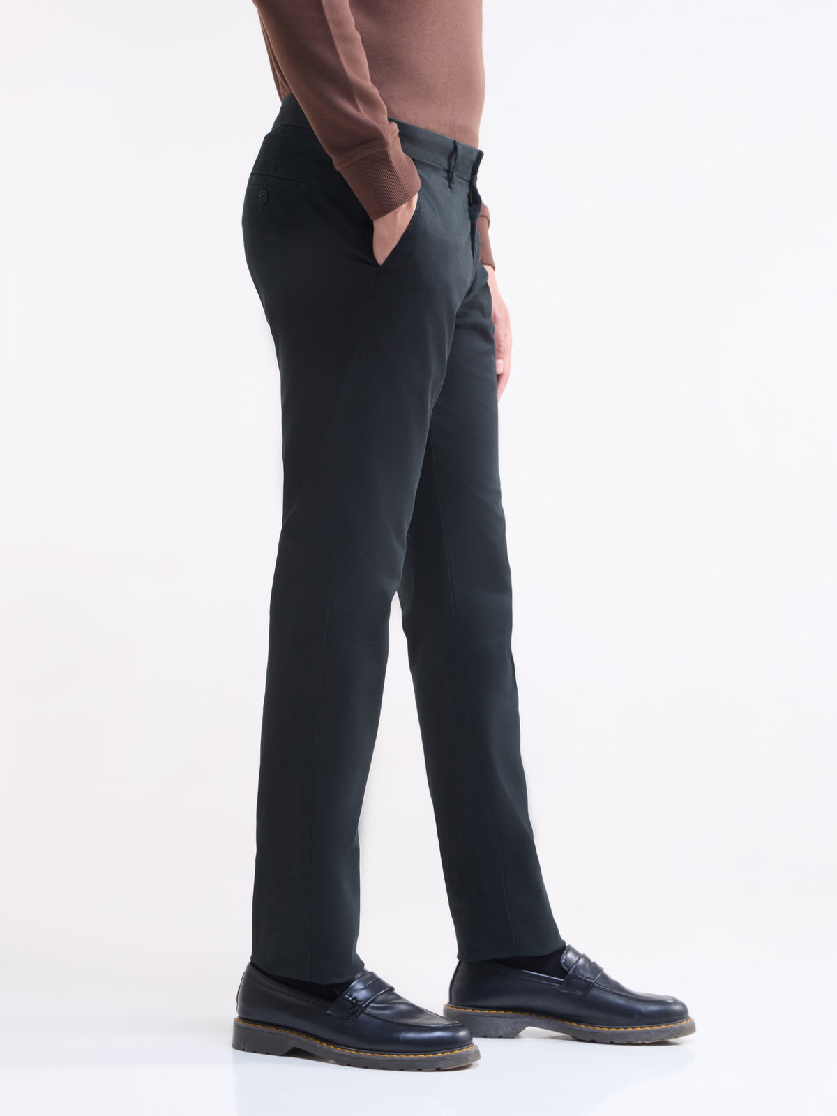 Solid Slim Fit Trousers - Black t4option_0
