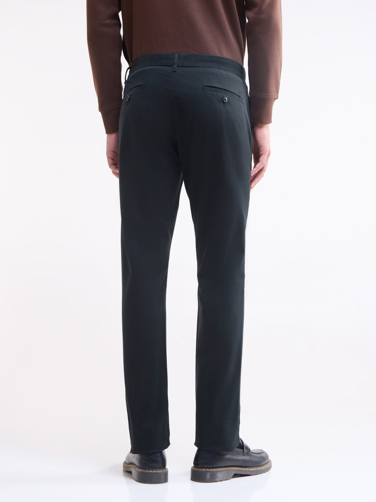 Solid Slim Fit Trousers - Black t4option_0