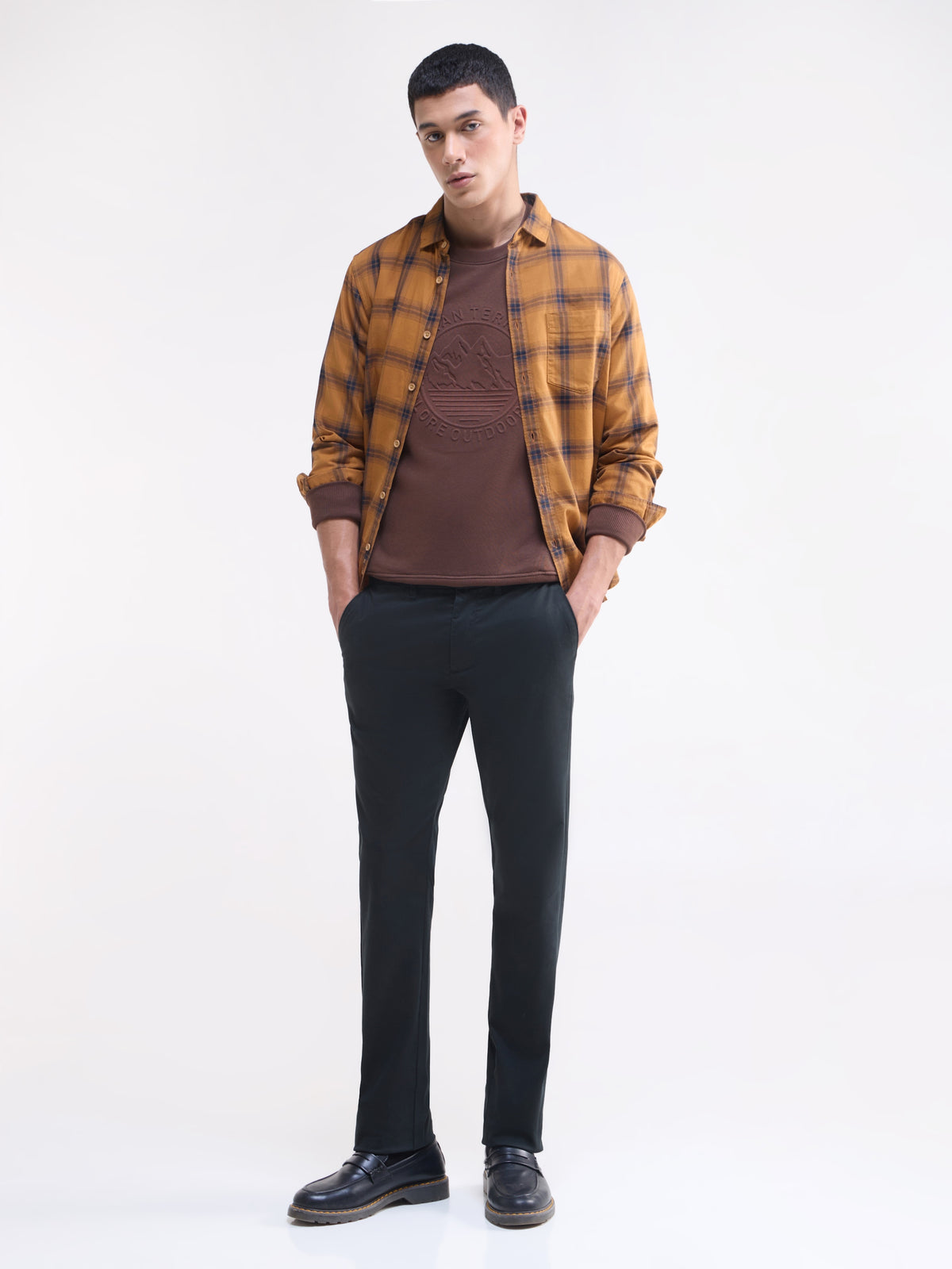 Solid Slim Fit Trousers - Black t4option_0