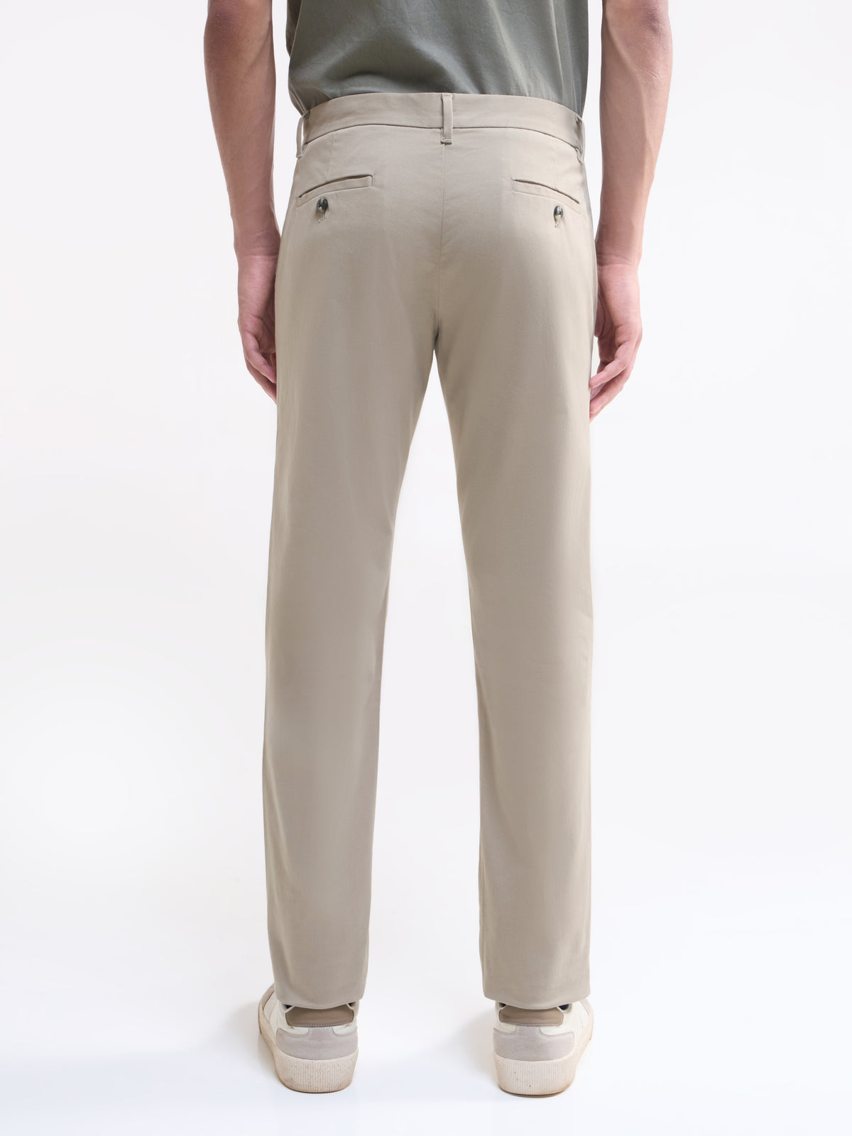 Solid Slim Fit Trousers - Stone t4option_2