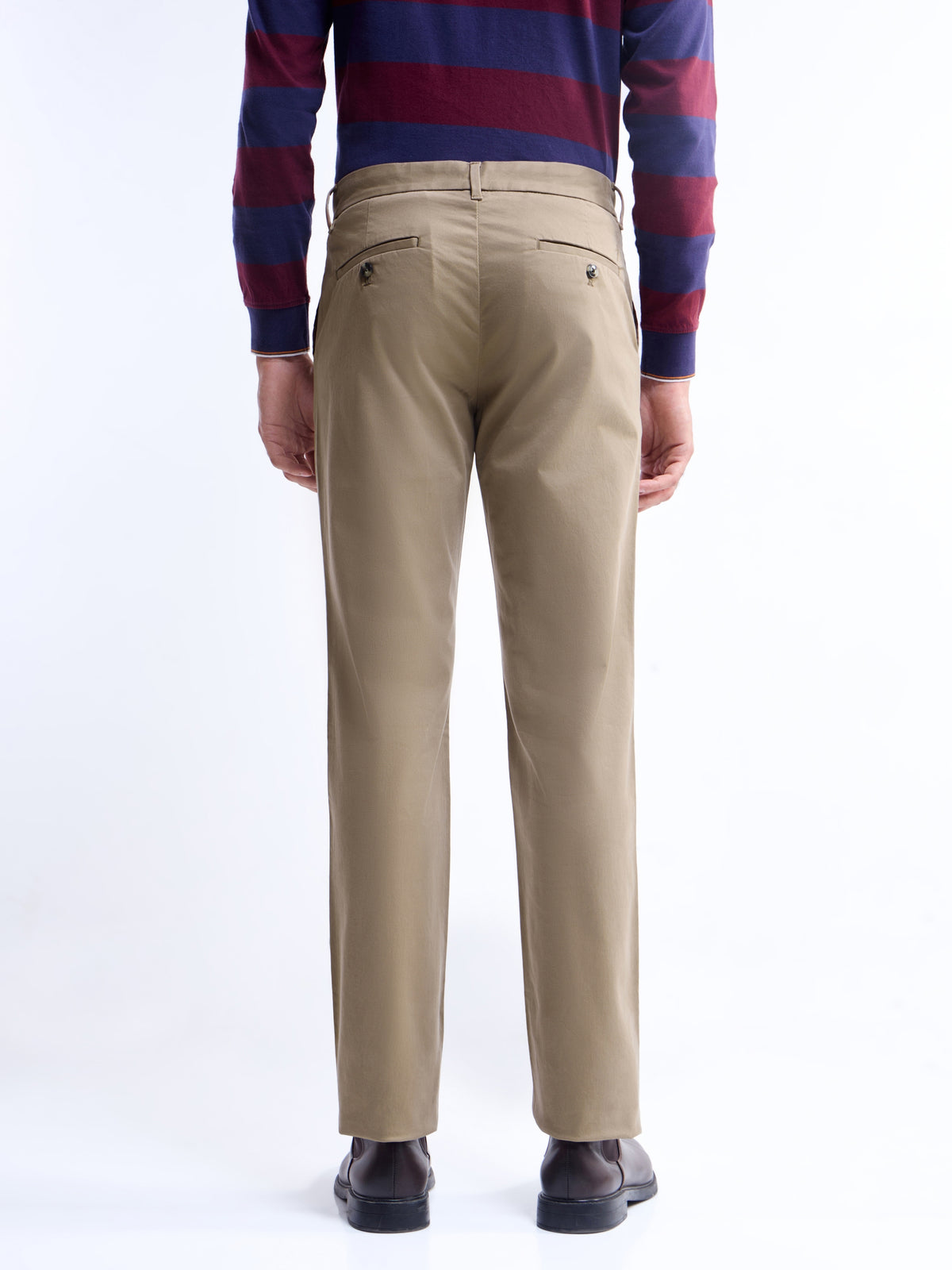 Solid Regular Fit Trousers - New Khaki t4option_2