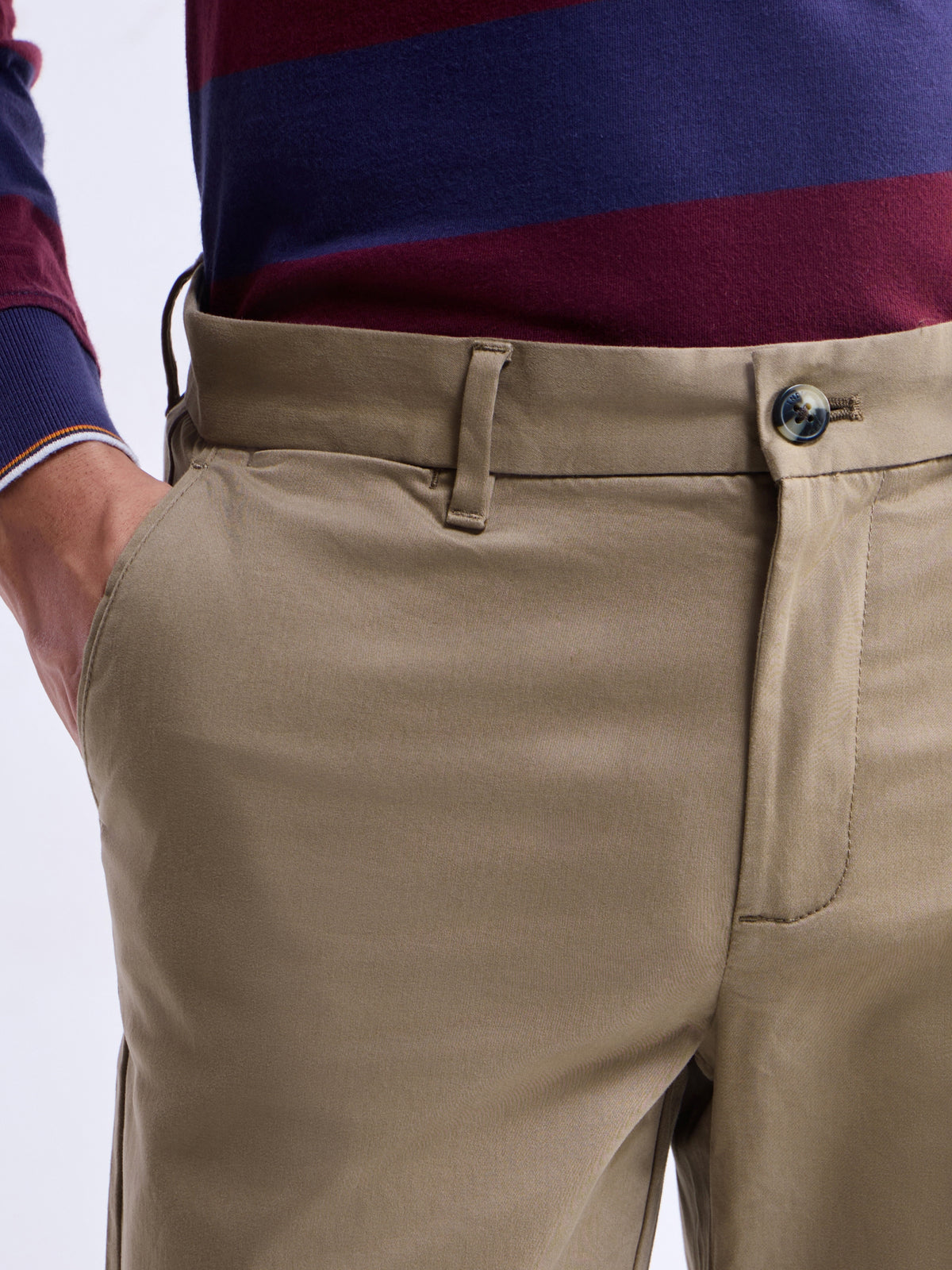 Solid Regular Fit Trousers - New Khaki t4option_2