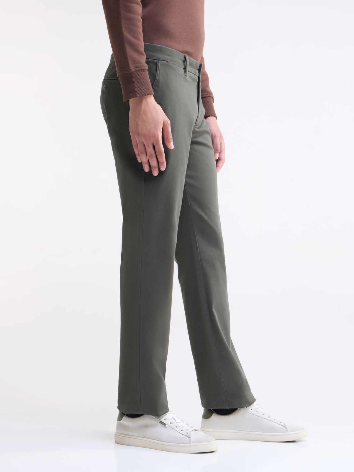 Solid Regular Fit Trousers - Olive t4option_3