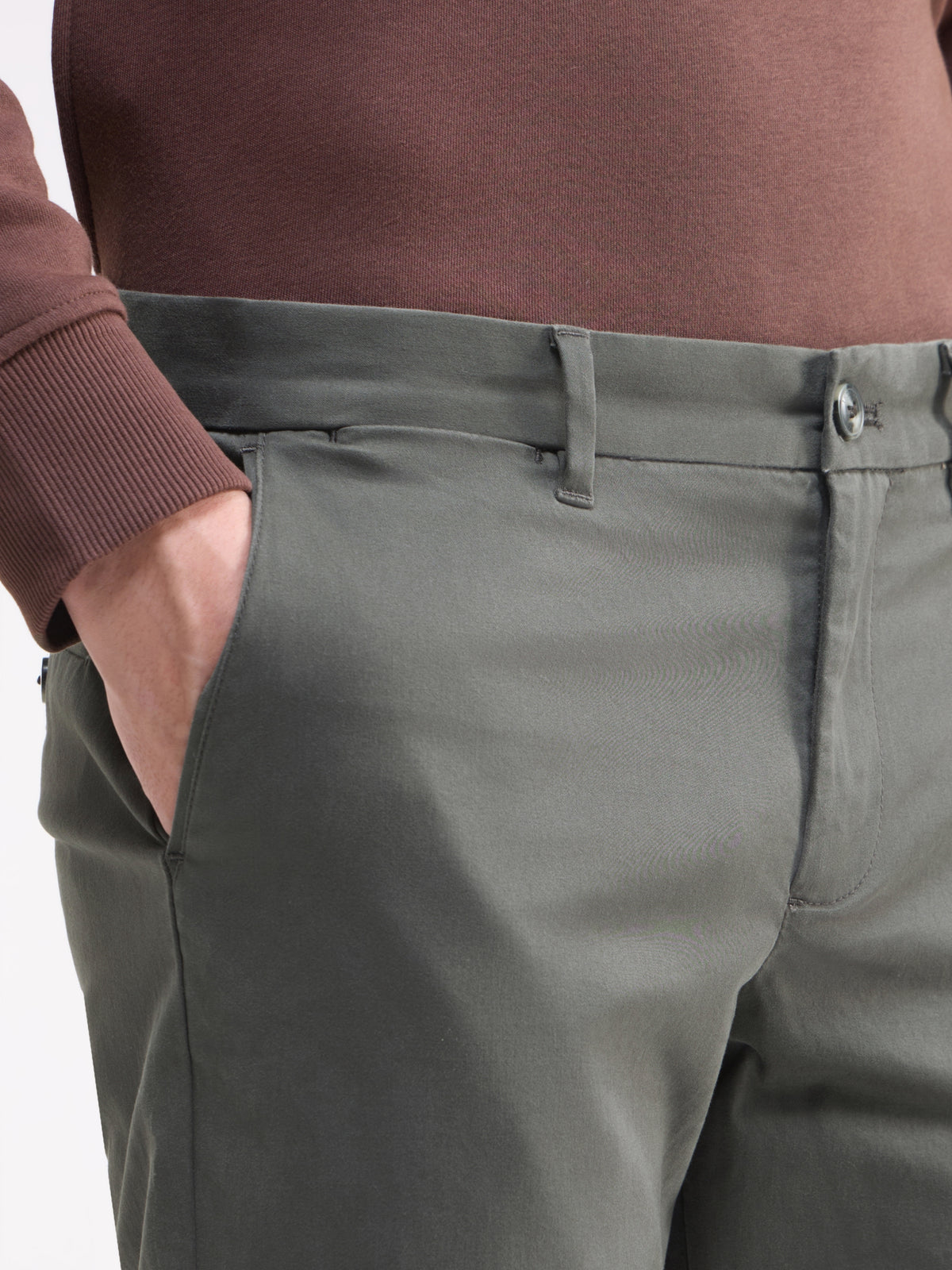 Solid Regular Fit Trousers - Olive t4option_3