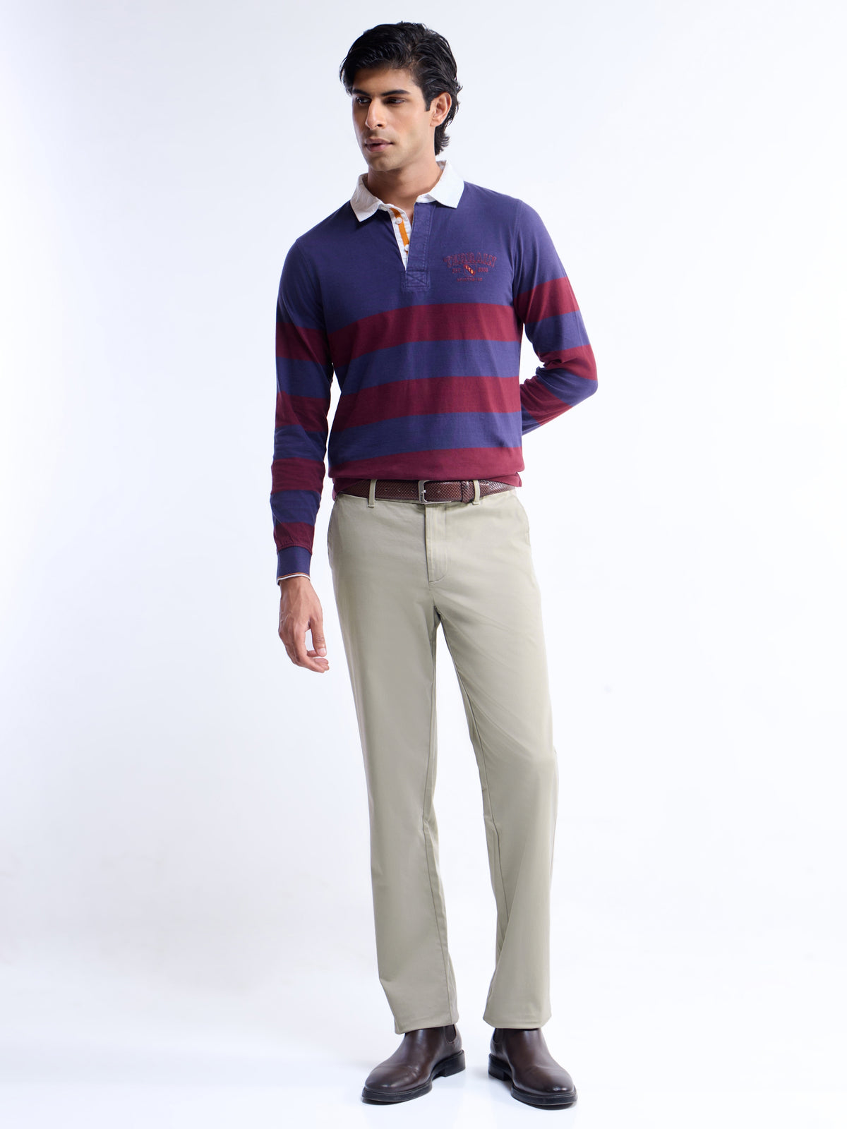 Solid Regular Fit Trousers - Stone t4option_4