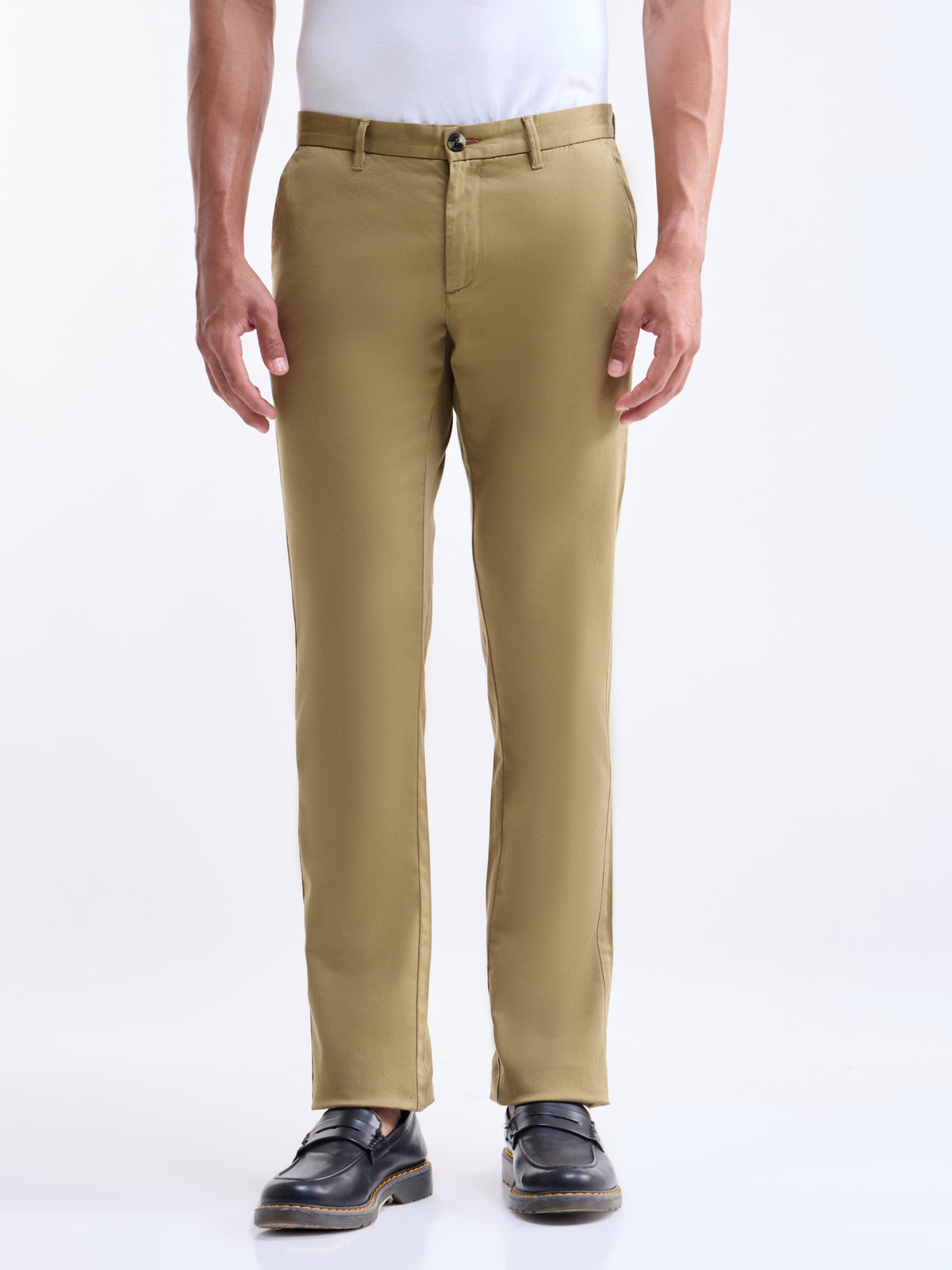 Twill Slim Fit Trousers - Dark Khaki t4option_1