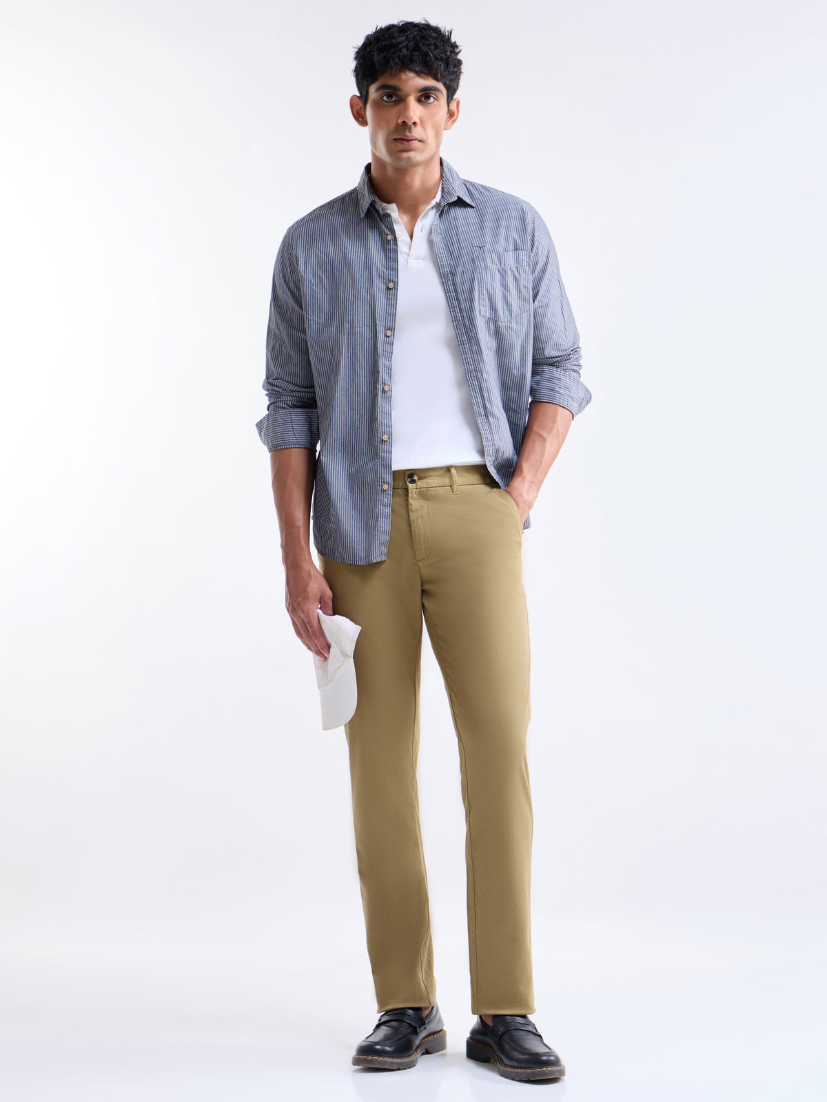 Twill Slim Fit Trousers - Dark Khaki t4option_1