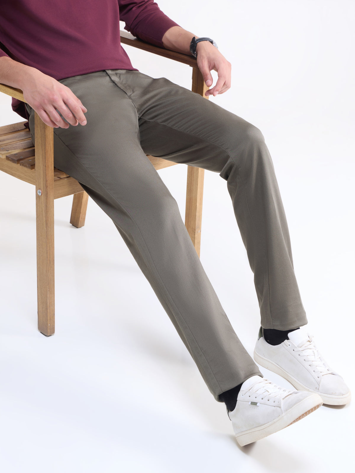 Twill Slim Fit Trousers - Grey t4option_2