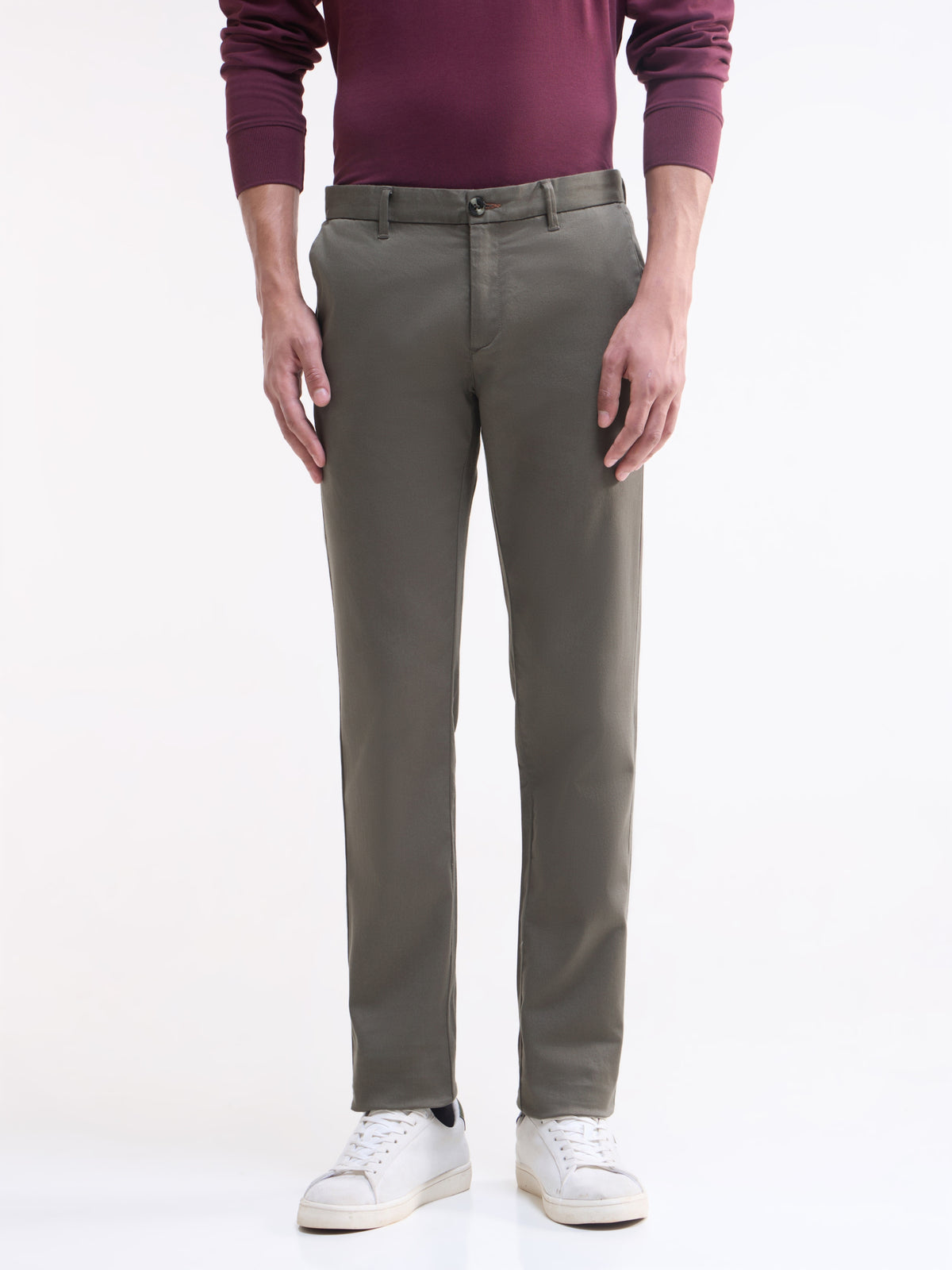 Twill Slim Fit Trousers - Grey t4option_2
