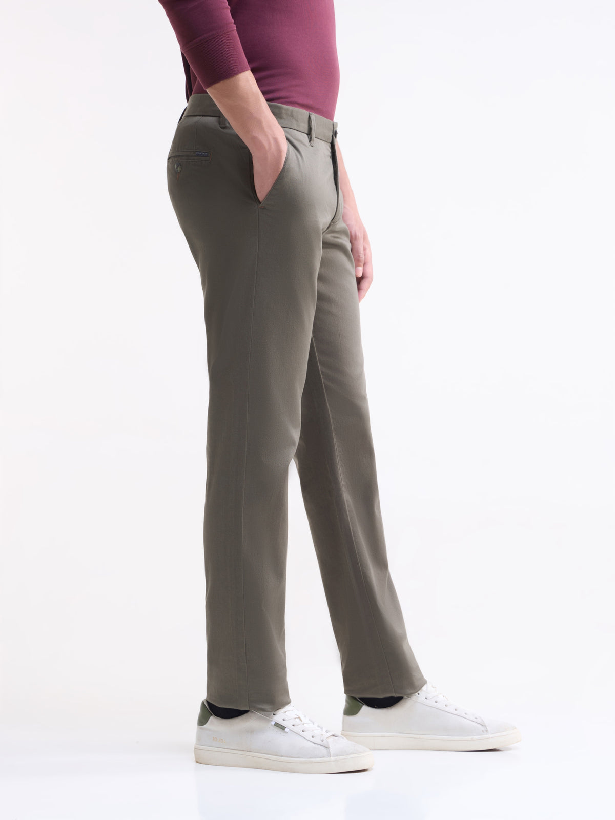 Twill Slim Fit Trousers - Grey t4option_2
