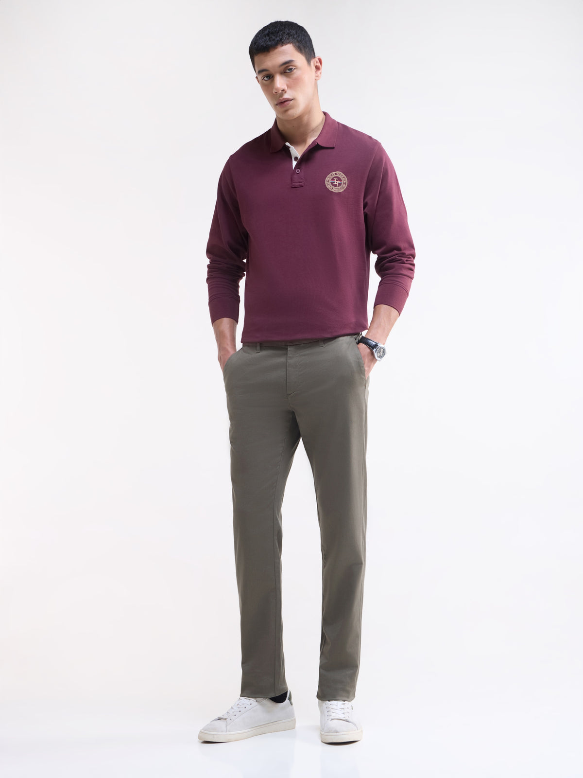 Twill Slim Fit Trousers - Grey t4option_2