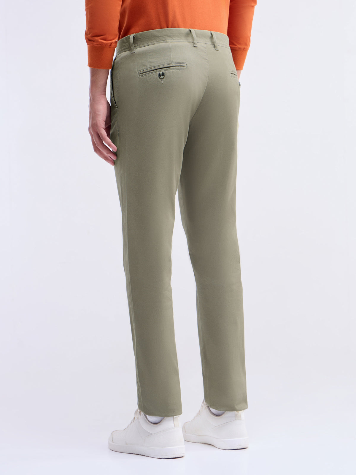 Solid Slim Fit Trousers - Olive t4option_0
