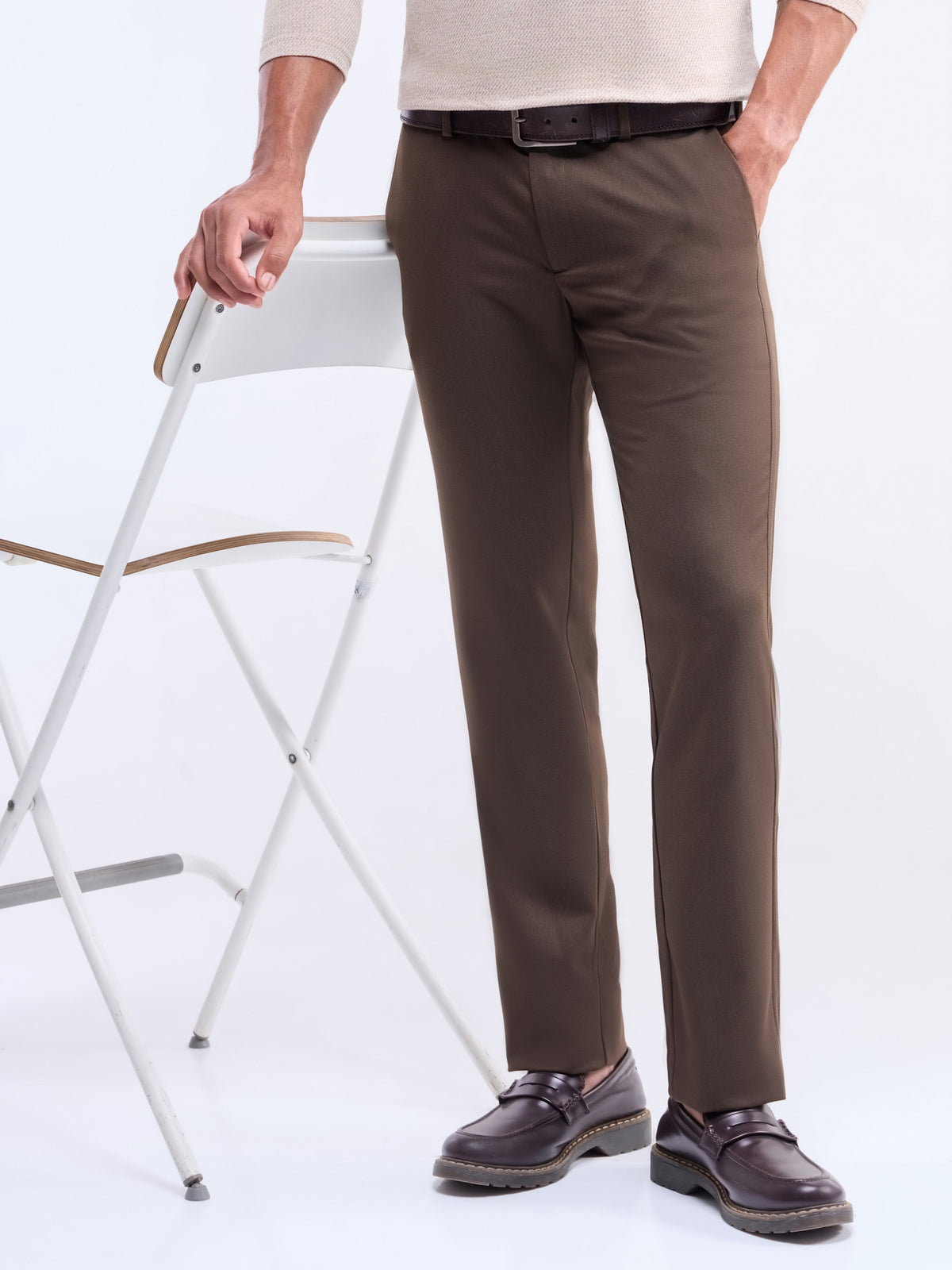 Twill Slim Fit Trousers - Choco t4option_0