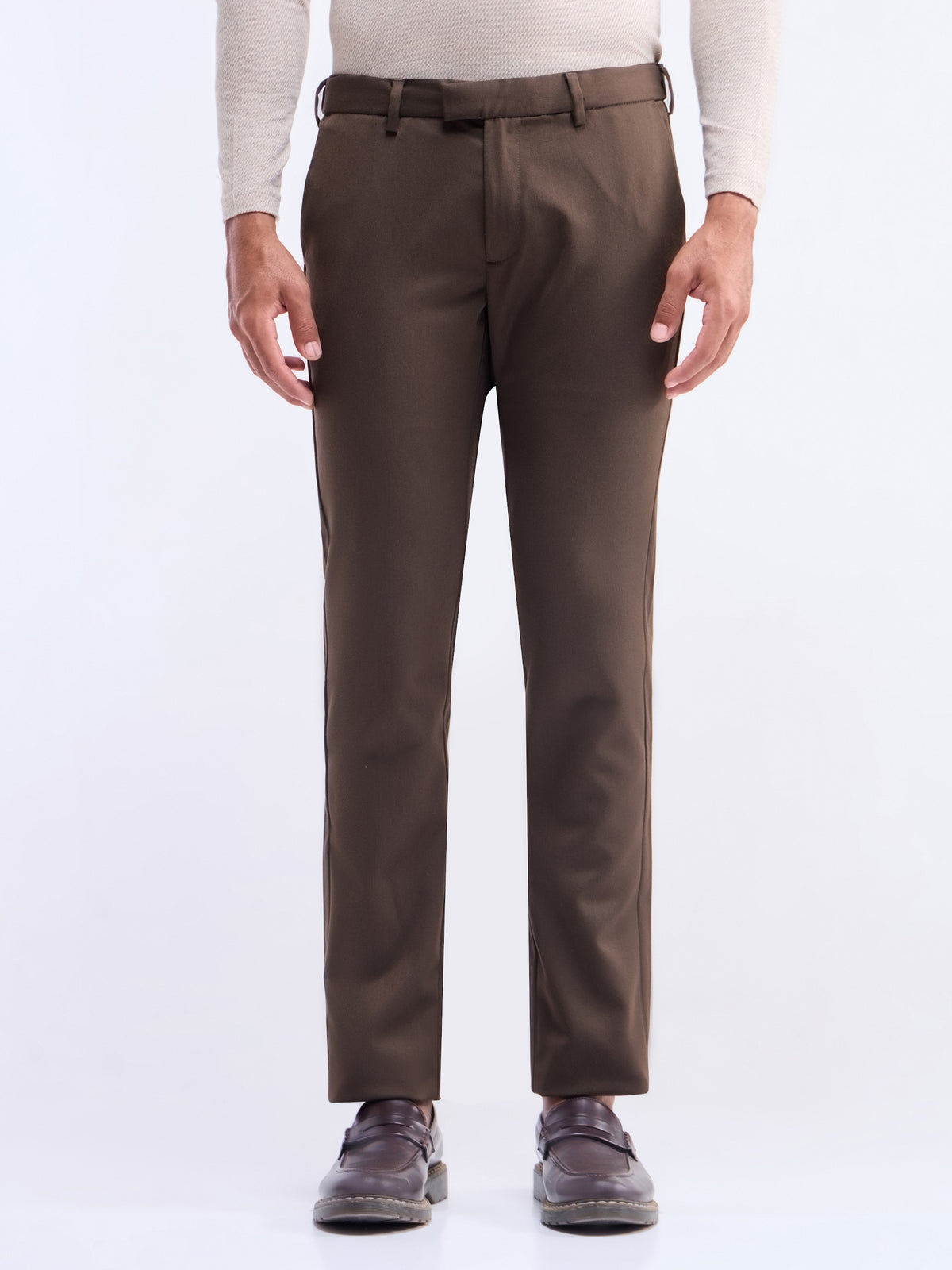 Twill Slim Fit Trousers - Choco t4option_0
