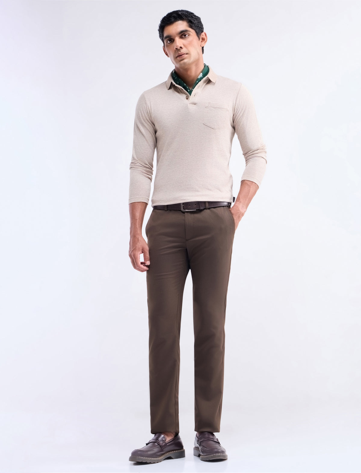 Twill Slim Fit Trousers - Choco t4option_0