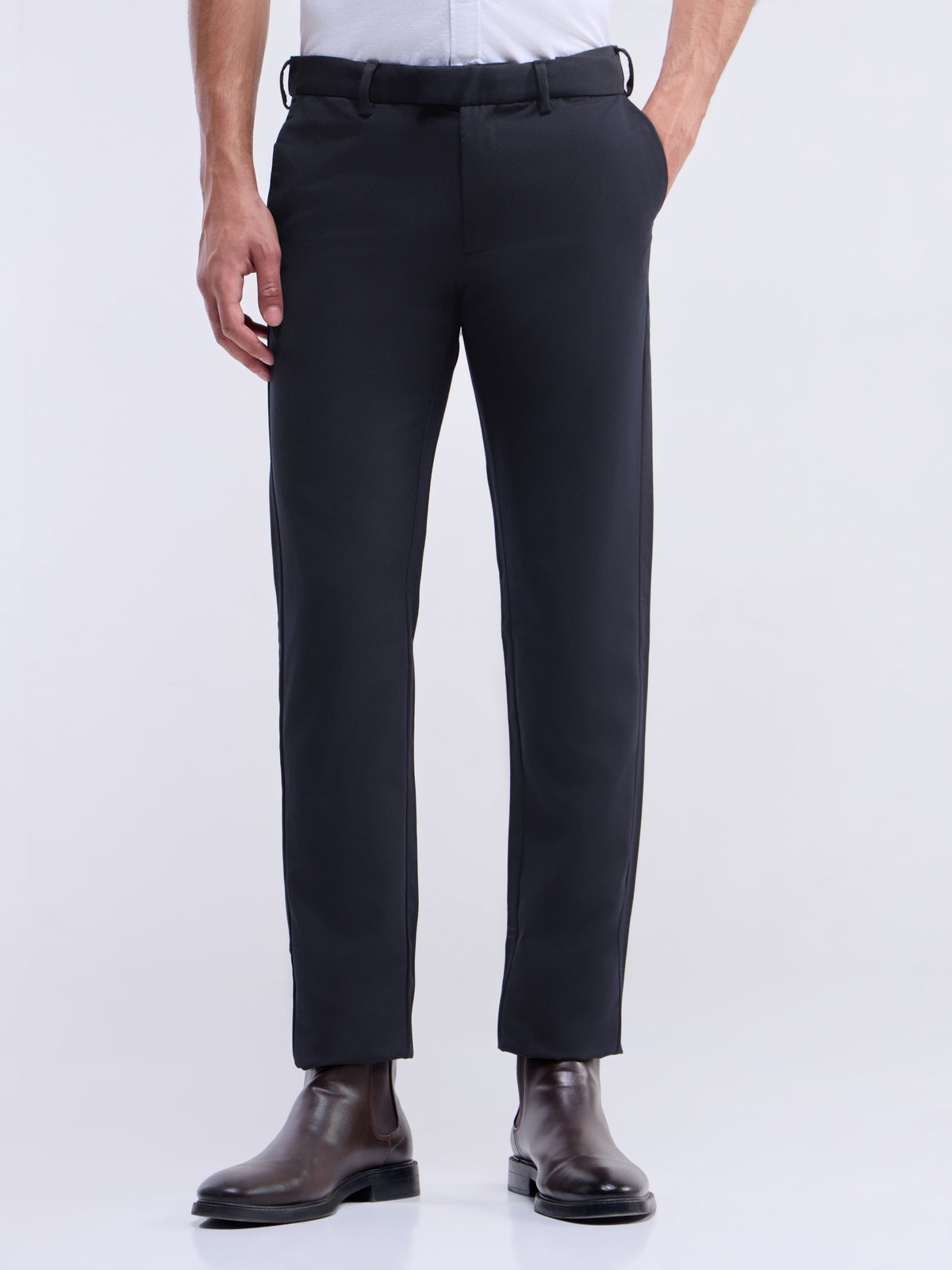 Twill Slim Fit Trousers - Navy t4option_1