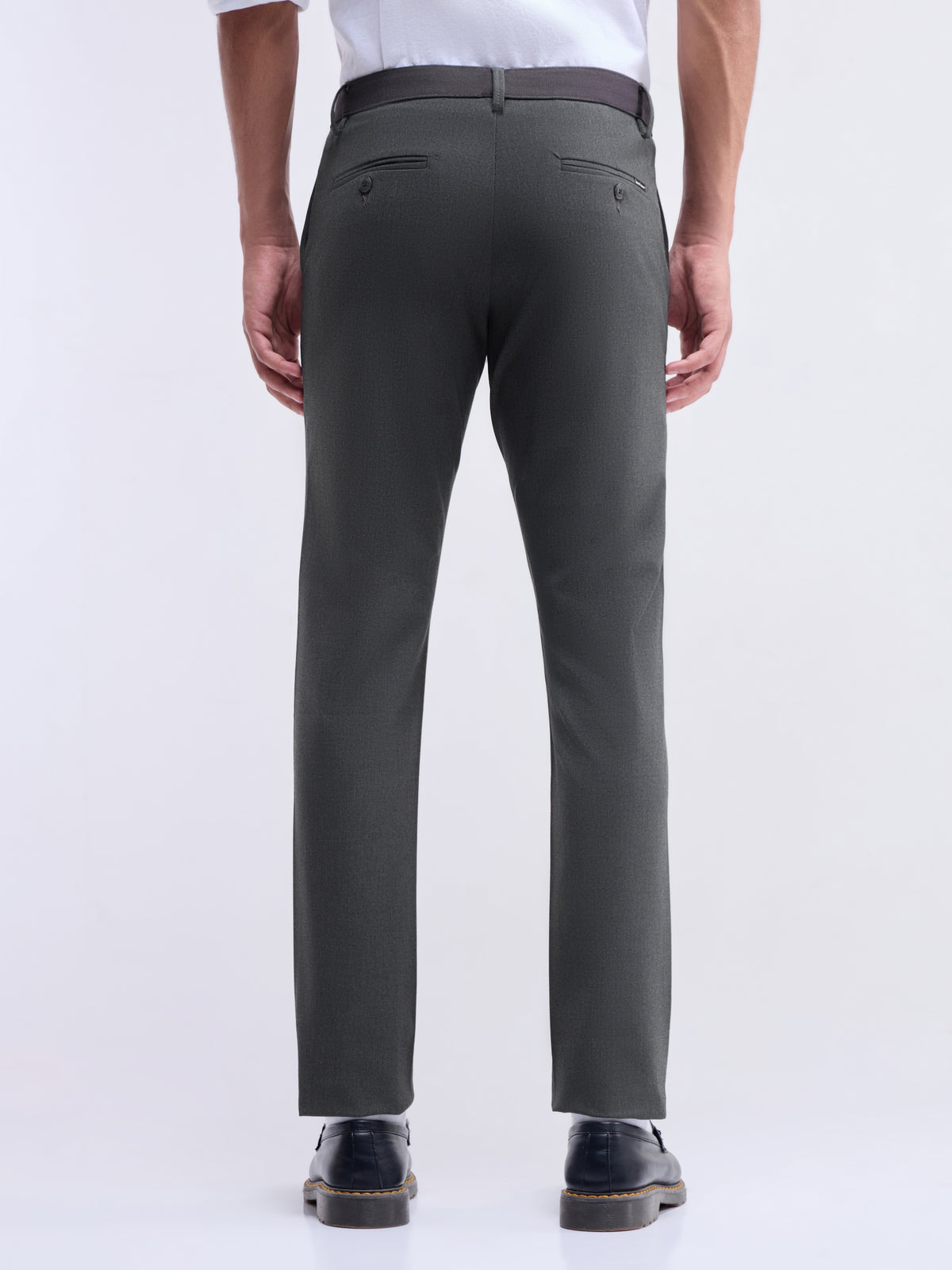 Solid Slim Fit Trousers - Dk Grey M. t4option_1