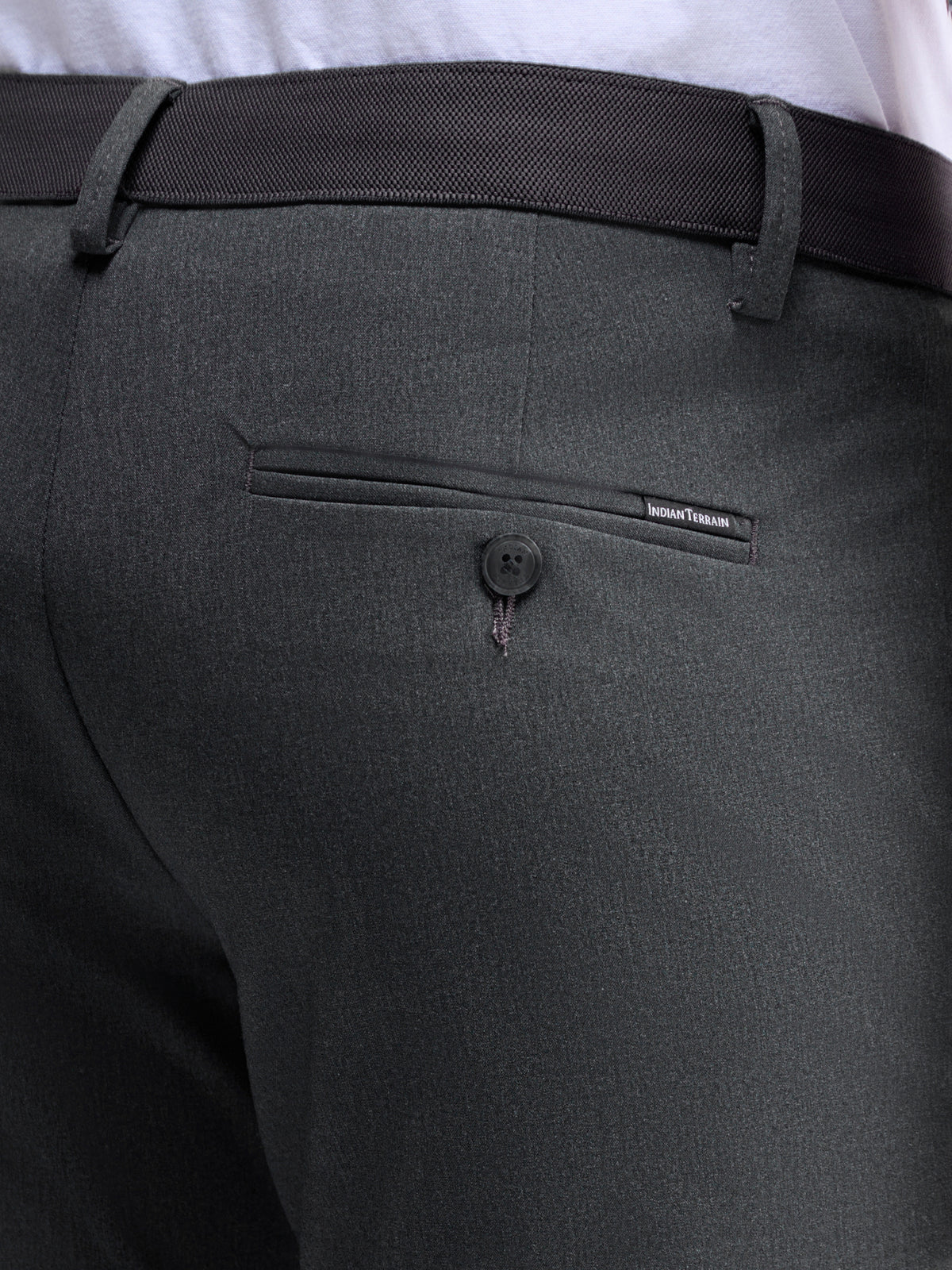 Solid Slim Fit Trousers - Dk Grey M. t4option_1